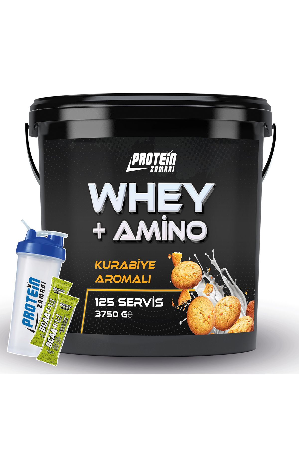 Protein Zamanı Whey + Amino Protein Tozu 3750 Gr 125 Servis Kurabiye Aromalı