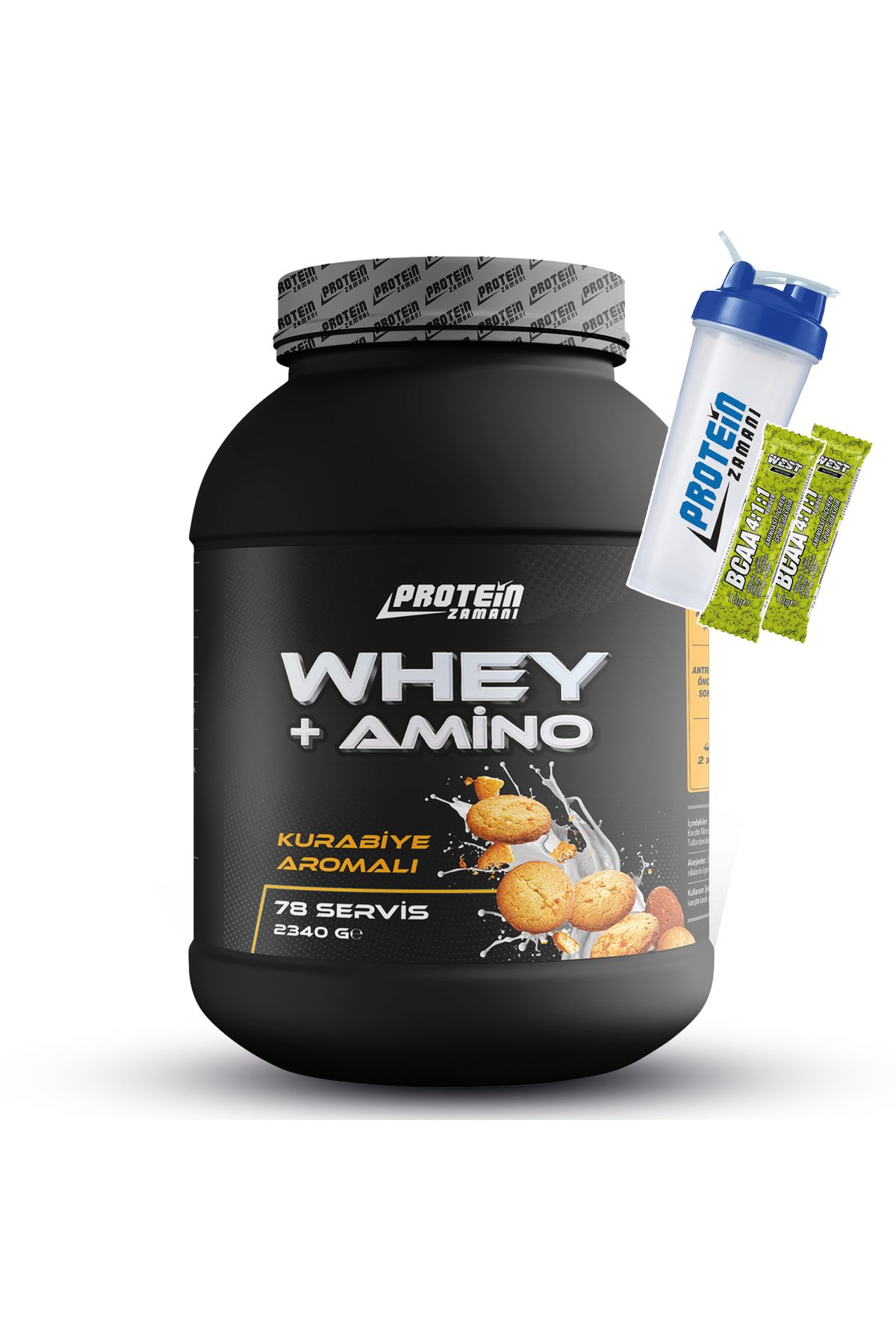 Protein Zamanı Whey Protein Tozu + Amino Kurabiye Aromalı 2340 Gr 78 Servis Shaker