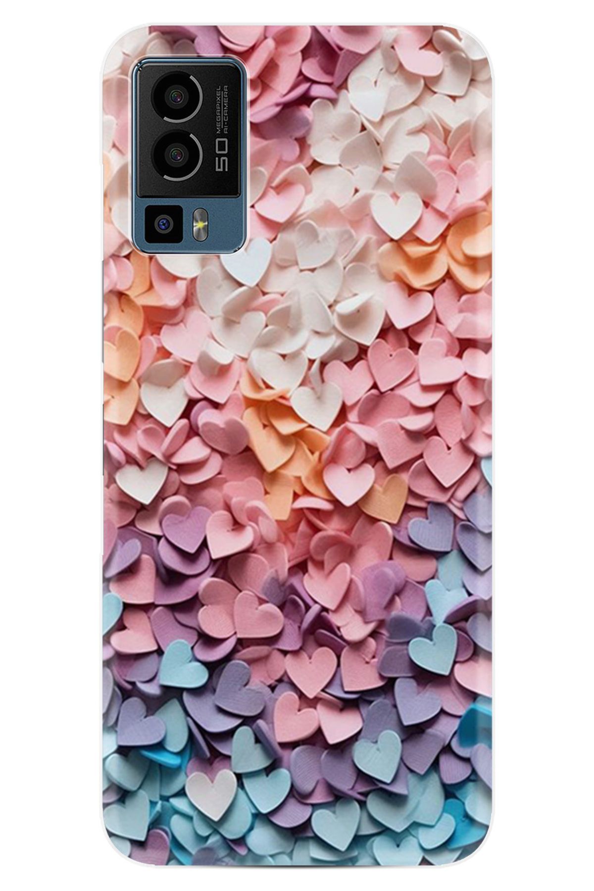 General Mobile 23 Kılıf HD Resim Baskılı Renkli Kalpler StKd -040
