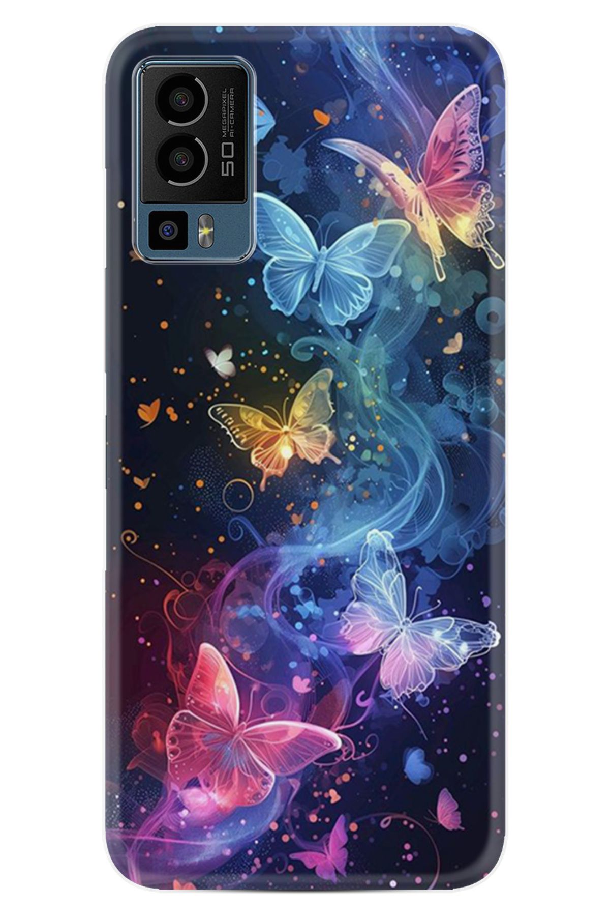 General Mobile 23 Kılıf HD Resim Baskılı Neon Kelebekler StKd -092