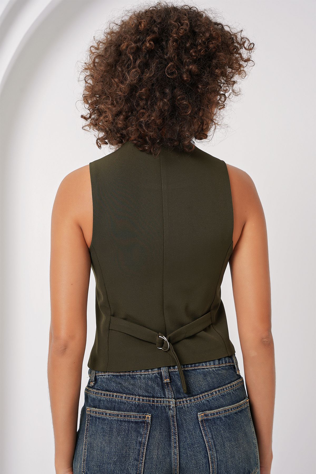 Bigdart-6796 Modell Khaki Kurze gewebte Weste 5
