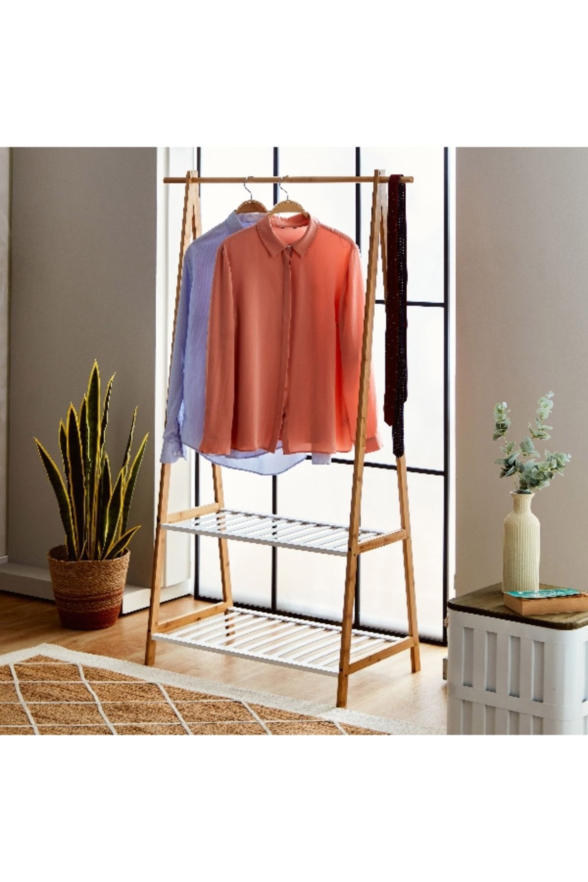 Home Box-Lexus 2-Tier Storage with Garment Rack - 90x43x152 cm 1
