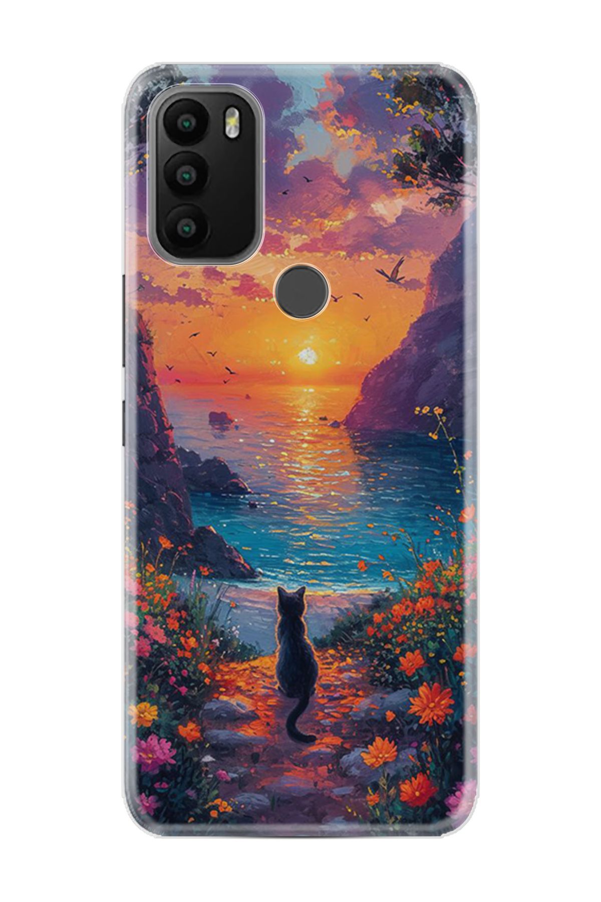General Mobile GM 21 Plus Kılıf HD Resim Baskılı Manzara Kedi StKd -096