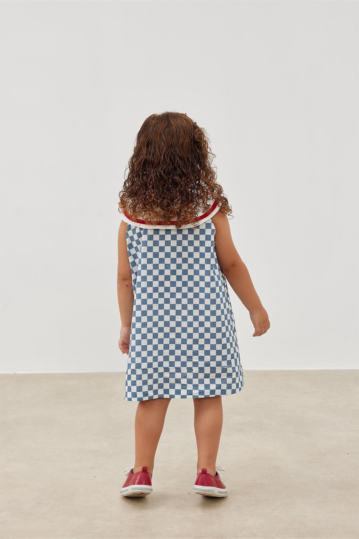Tics-Φόρεμα Poplin - Σχέδιο γιακά και Gingham Bahriye 4