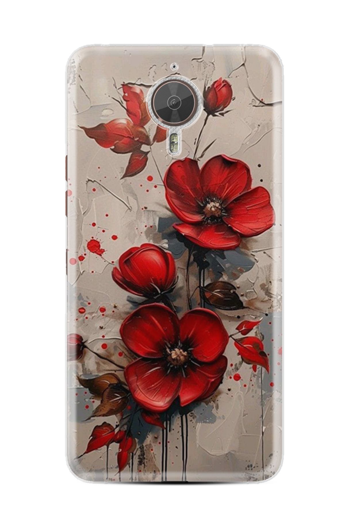 General Mobile GM5 Plus Kılıf HD Resim Baskılı Kırmızı Çiçek StKd -098