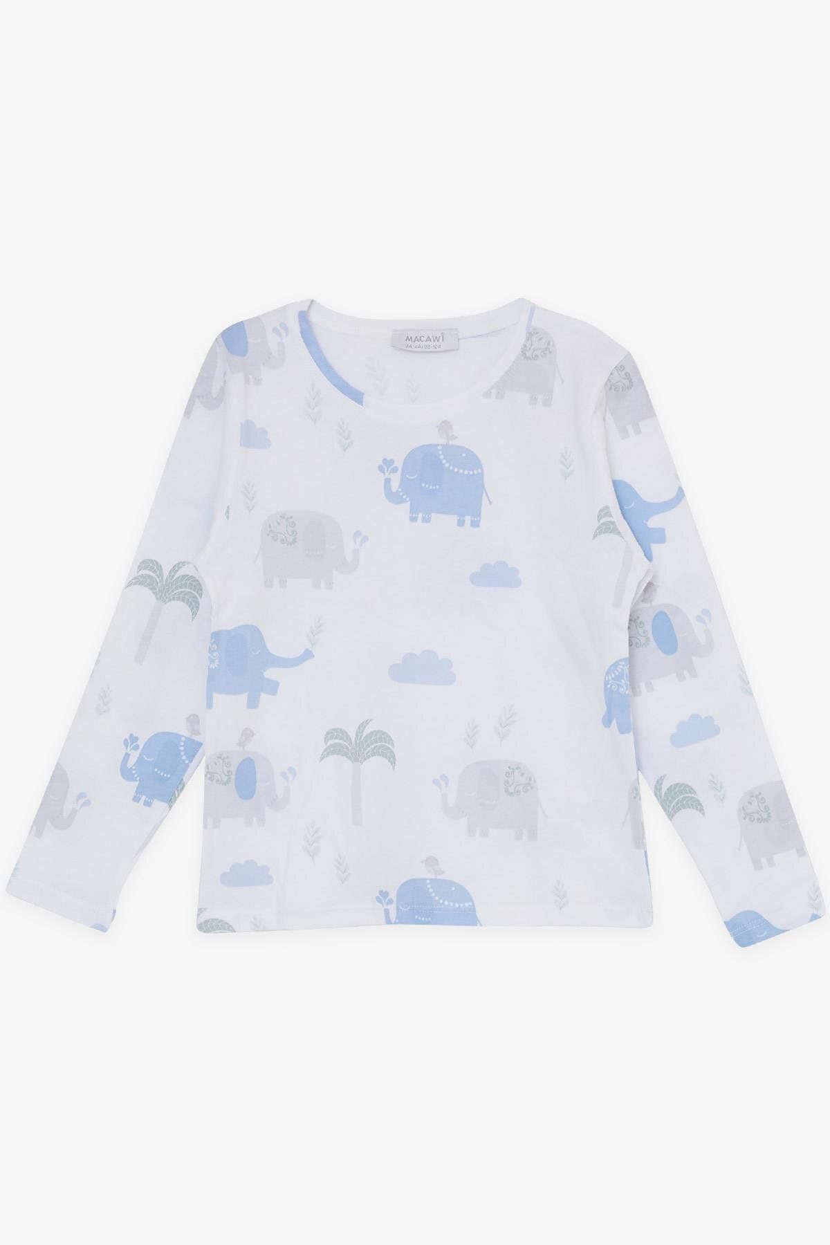 Macawi-1.5-5 Years Old Boy's Pajama Set - Friendship Themed, Elephant Printed, White 3