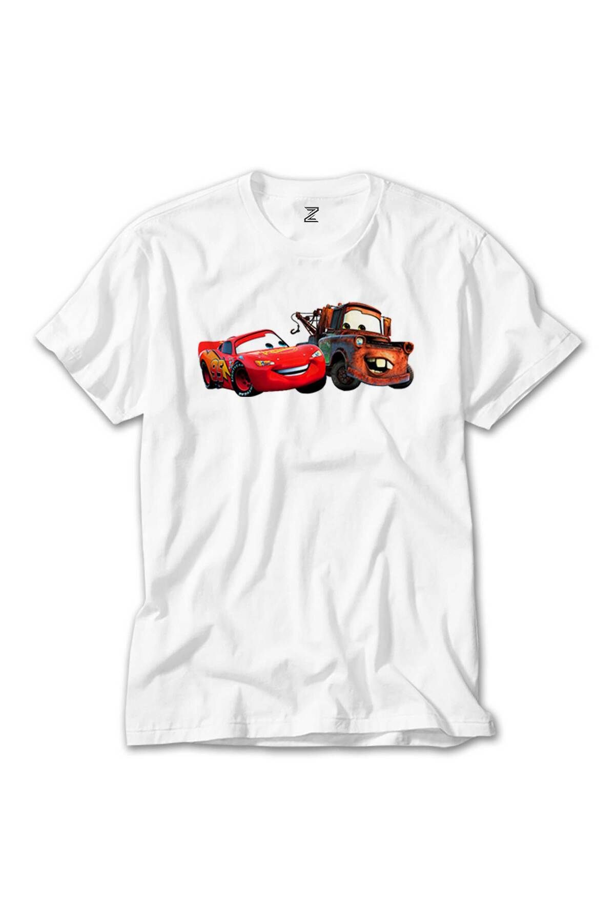 WAKHA Şimşek McQueen ve Tow Mater Arabalar Beyaz Tişört