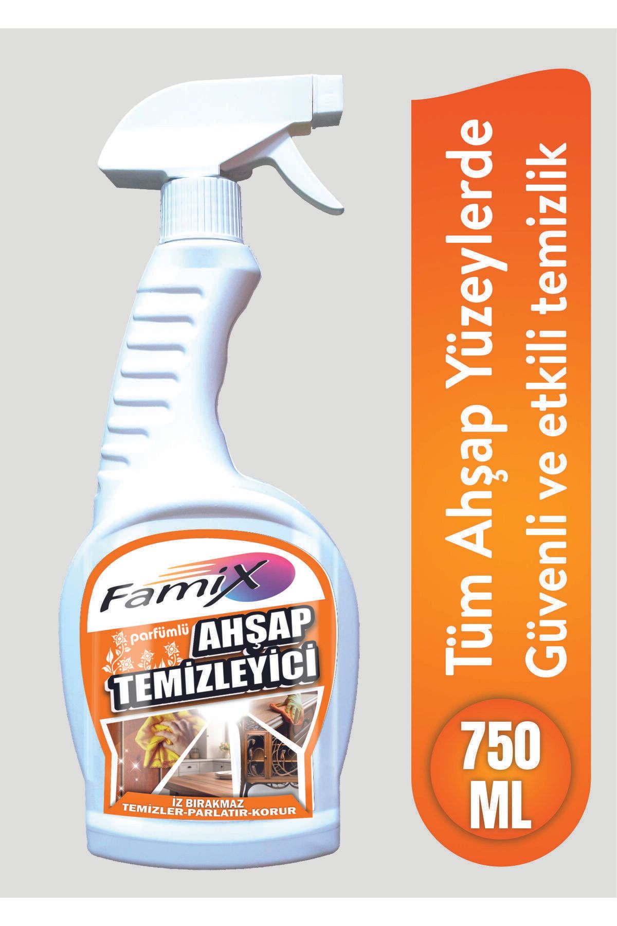 famix Ahşap yüzeylerde güvenli ve etkili temizleyici - leke çıkarıcı ve parlatıcı sprey 750 ml