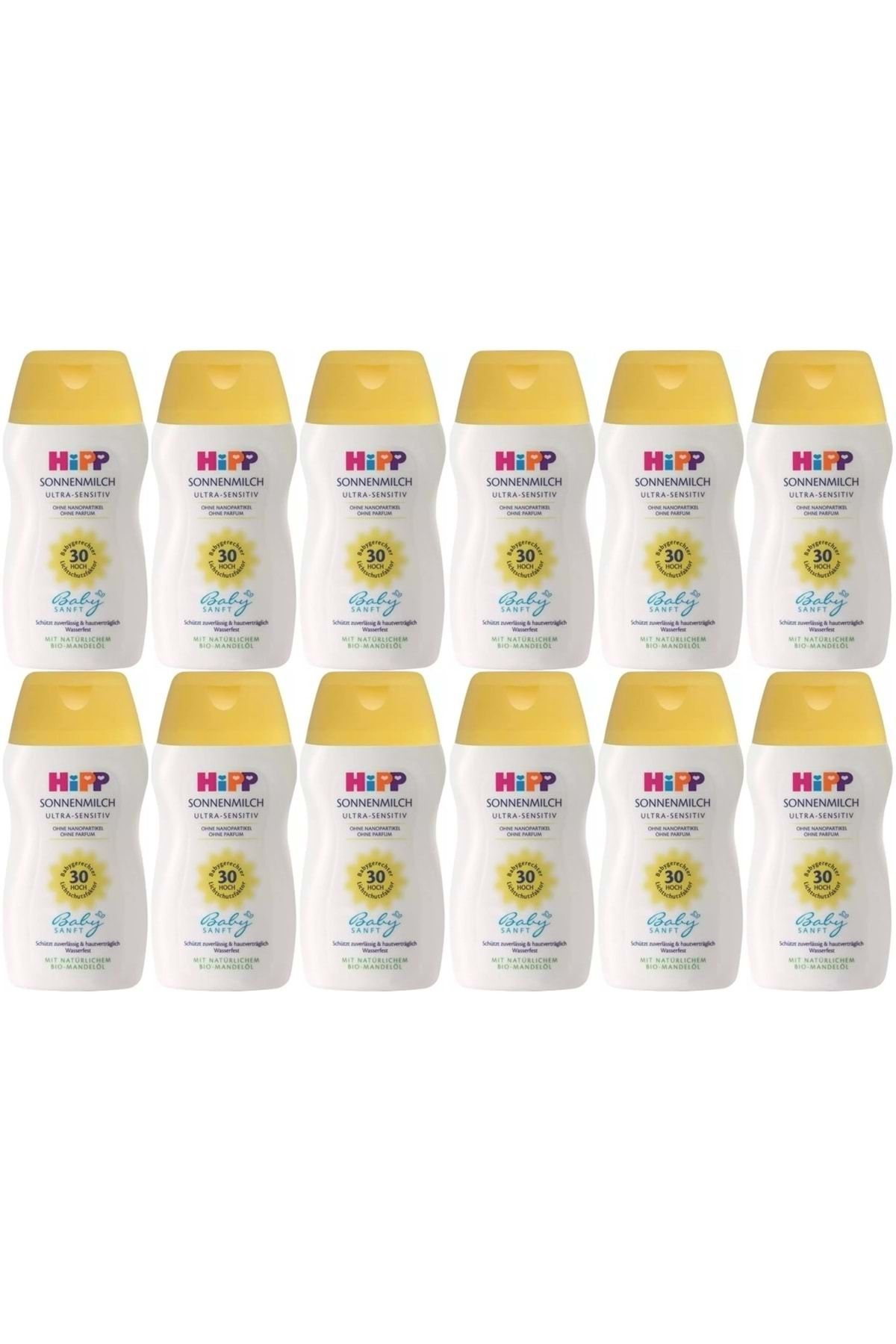 Hipp Babysanft Güneş Kremi -Yüz için Sonnen Gesıchtscreme 30 Faktör Ultra Sensıtıv 50ML (12 Li Set)