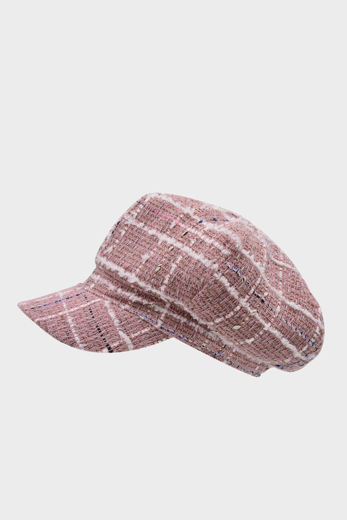 Külah Kadın Kasket Yünlü Desenli Dökümlü Şapka Pembe görsel 2