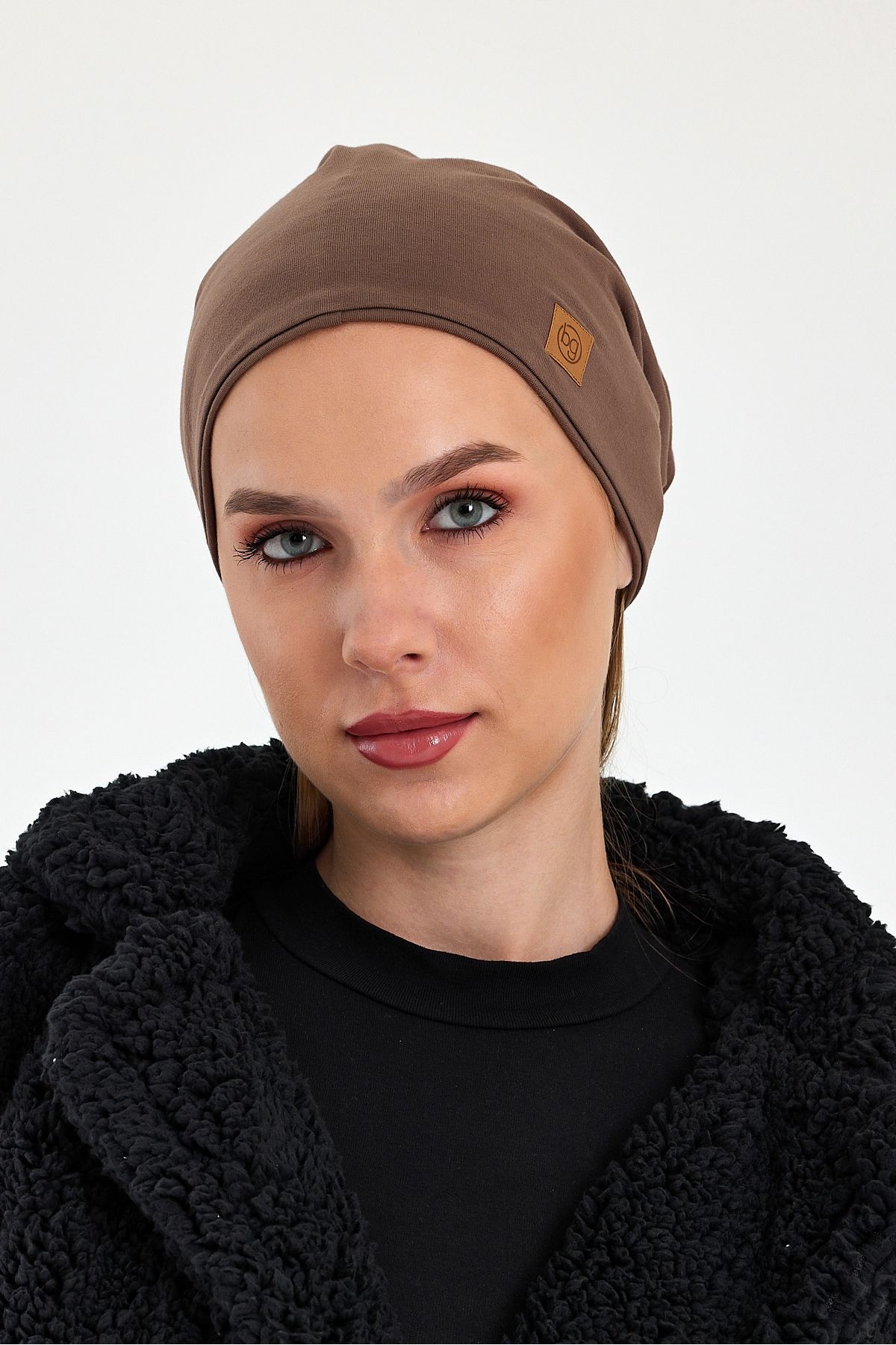 Butikgiz-Brown Openable Back Unique Comfortable Ultra Soft Stretchy Trendy 4 Seasons Combed Cotton Bandana Beanie 6