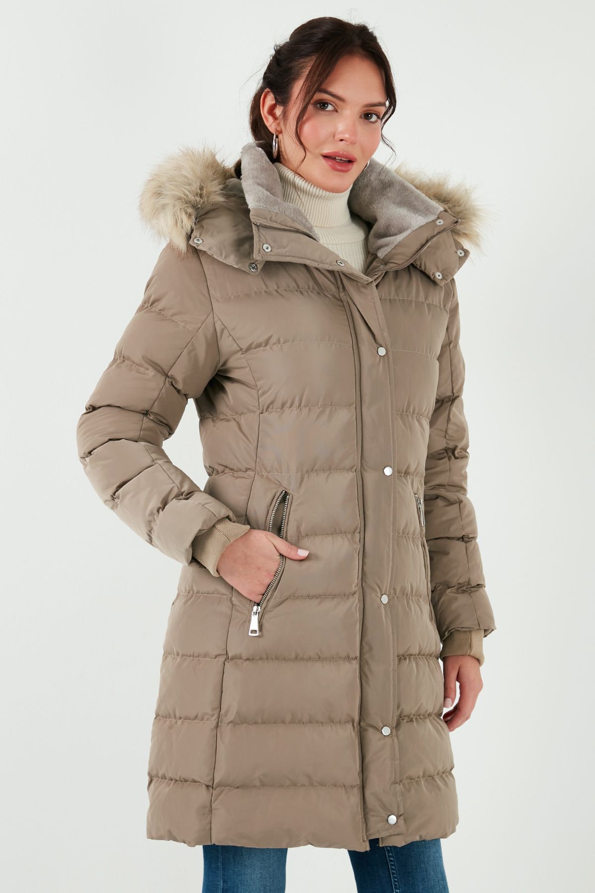 Lela-Puffer Jacket – Regular Fit, Odnímatelná kapuce, Kabát do kapsy na zip 497Emi̇ly 1