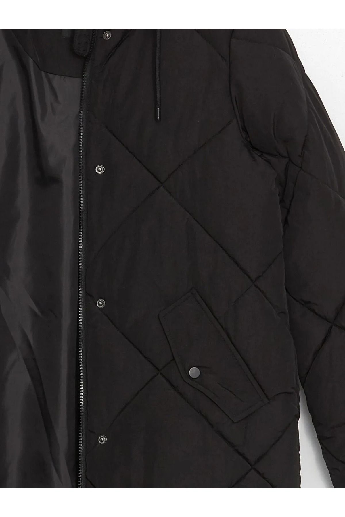 LC Waikiki-Lcw Vision New Black Hooded Quilted Women's Puffer Jacket 8