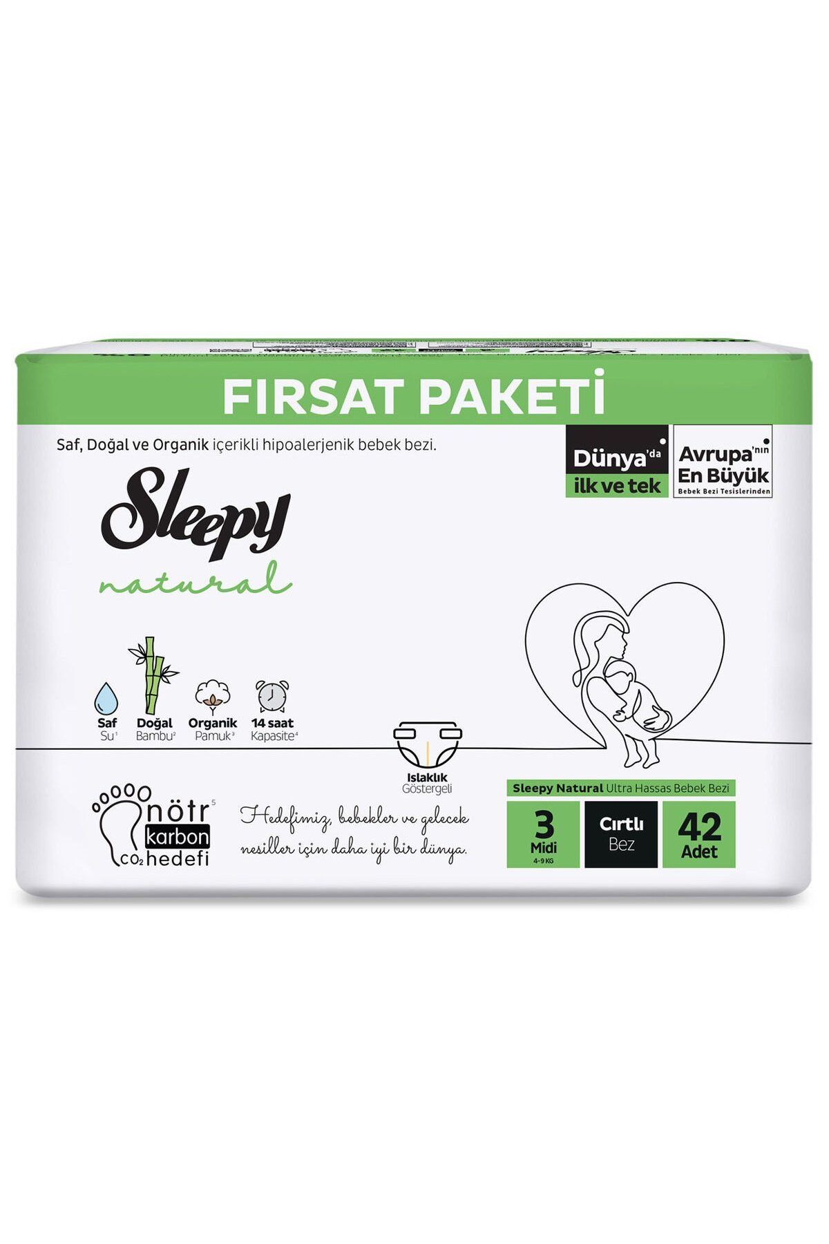 Sleepy Natural Bebek Bezi 2'Li Fırsat Paketi 3 Beden 42 Adet