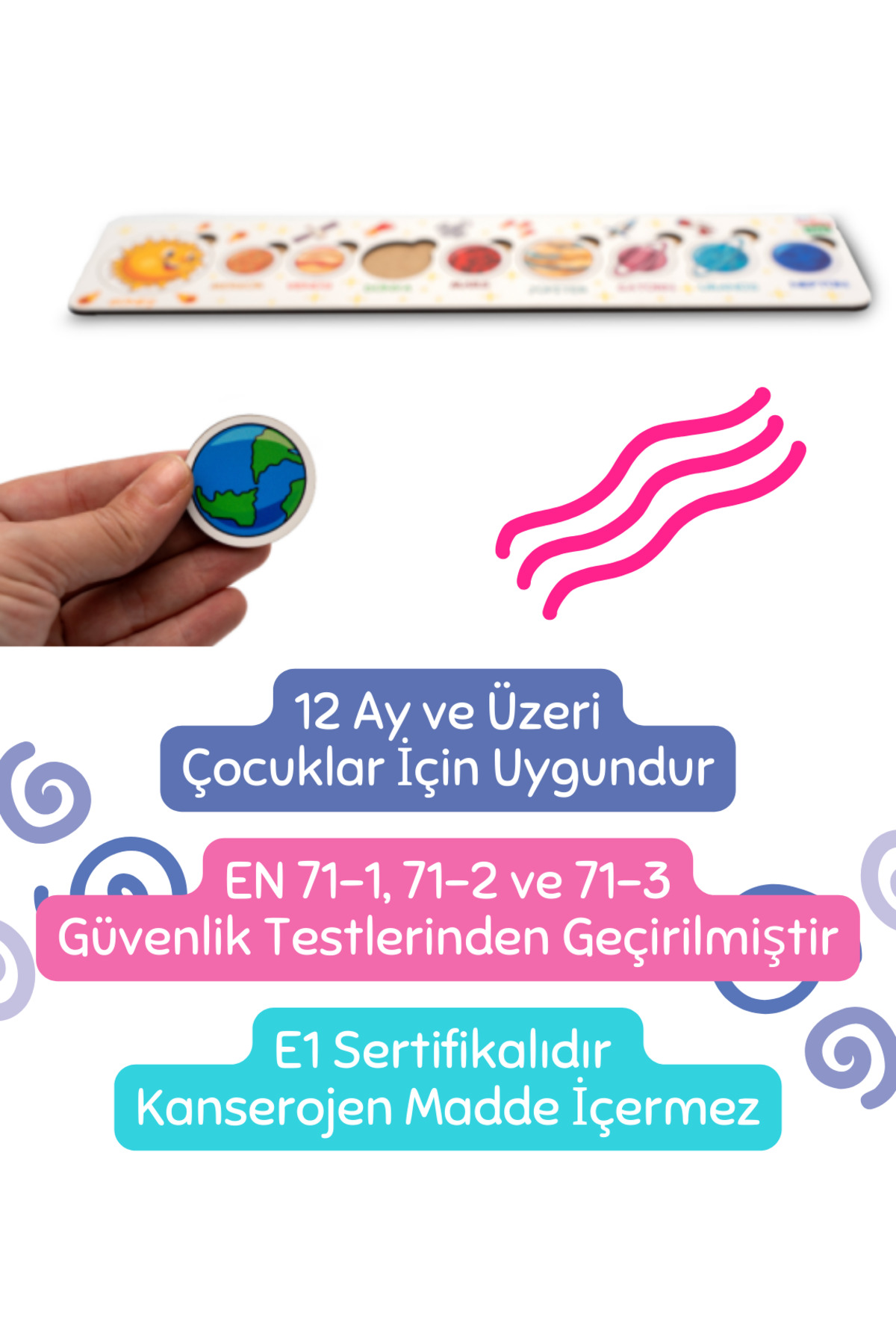 Jest Dekor Konsept Ahşap Güneş Sistemi & Gezegenler Sistemi Eğitici Puzzle Yapboz fotoğrafı 3 (önizleme)