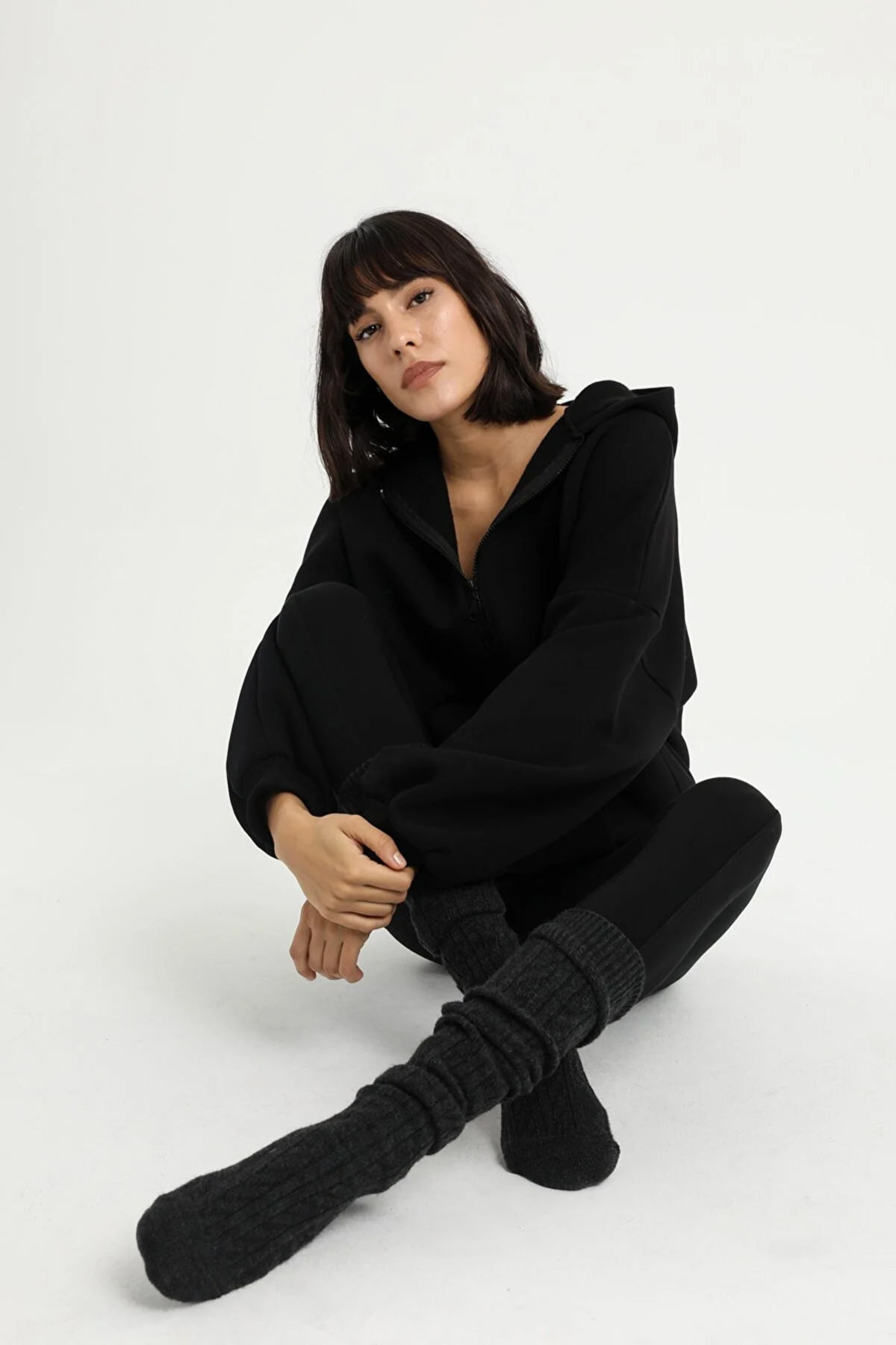 Unisex 2ip Örme Kumaş Oversize Hırka — مشکی hrkyingsadememowear — تصویر 5 از 6