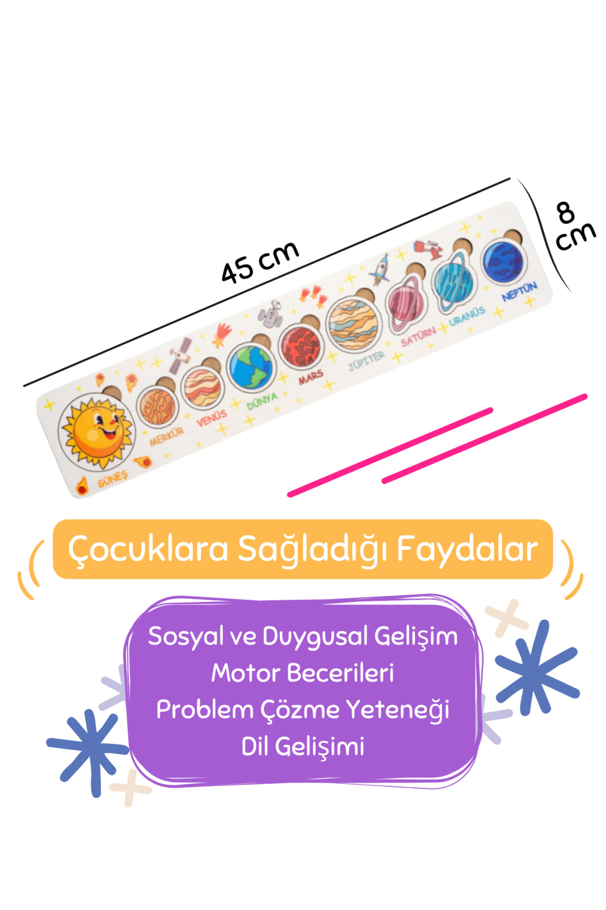 Jest Dekor Konsept Ahşap Güneş Sistemi & Gezegenler Sistemi Eğitici Puzzle Yapboz fotoğrafı 5 (önizleme)