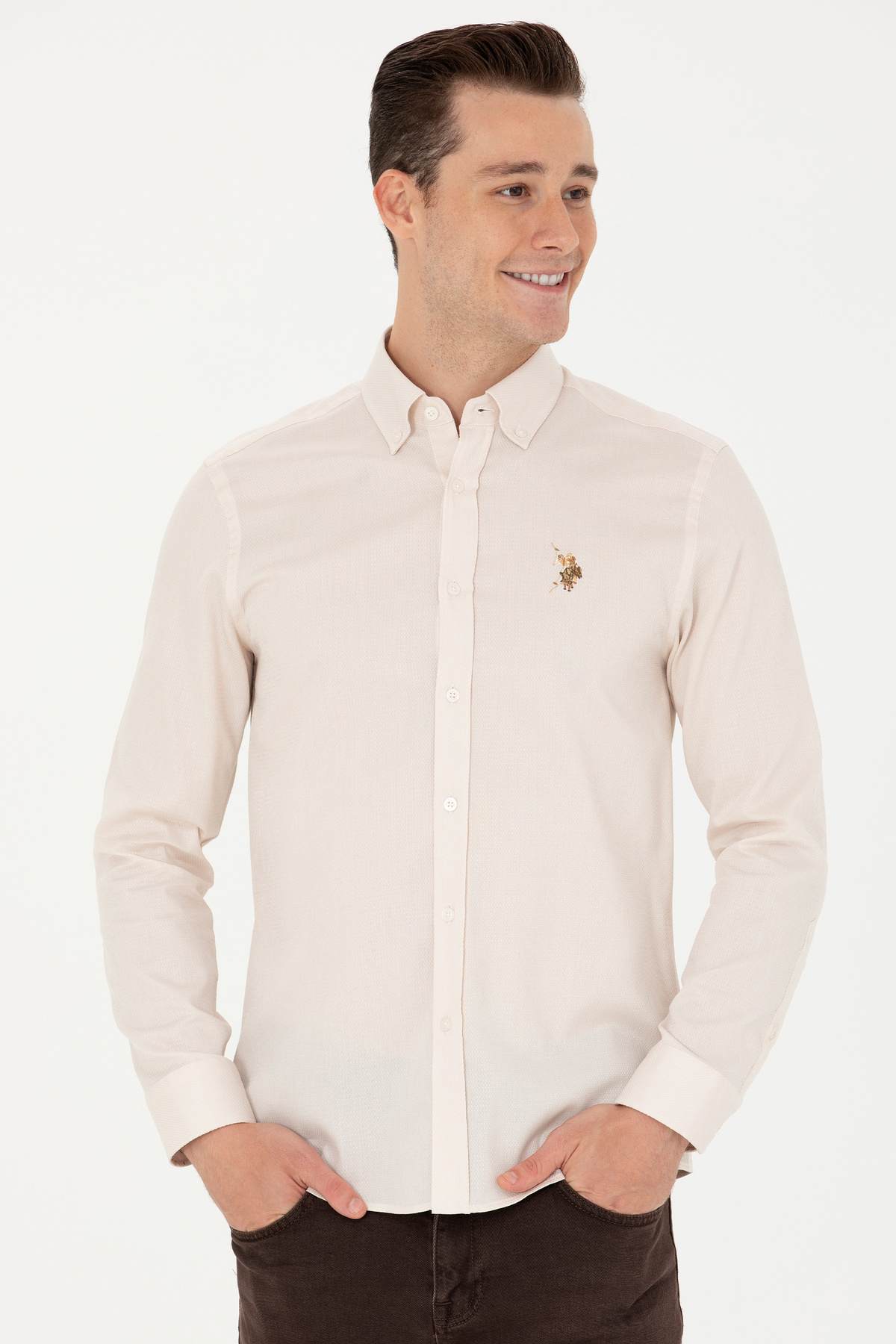 U.S. Polo Assn. Erkek Beyaz Uzun Kollu Gömlek 50272447-VR013 — سفید 936711