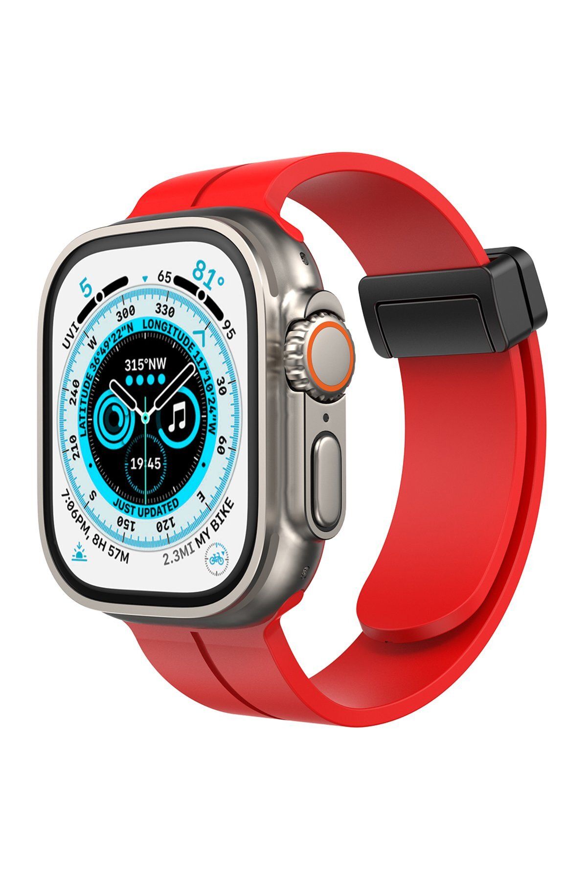 NewFace Apple Watch 45mm KR412 Elegance Stylısh Kordon - Kırmızı ZRNET