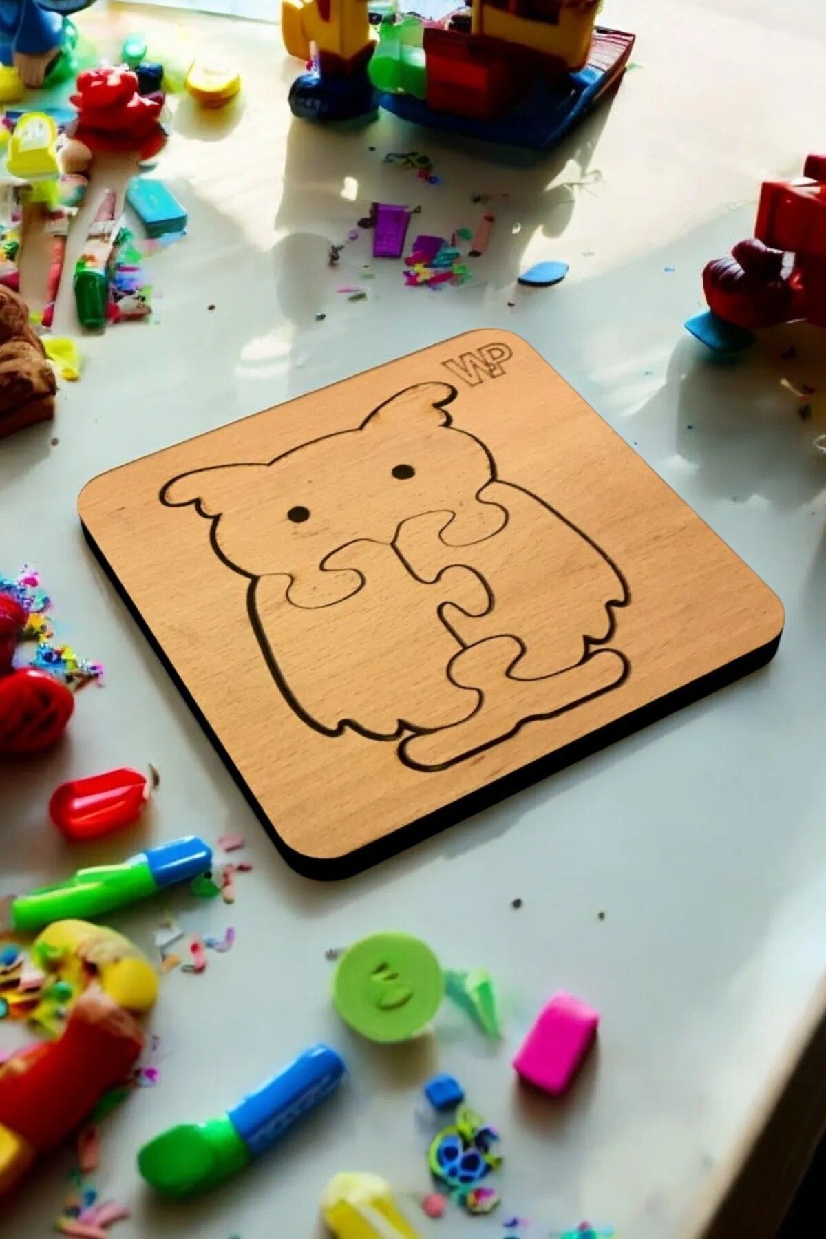 1Fark Eğitici Puzzle 4mm Plywood Ahşap Boyanabilir Çocuklar Için Boya Setli - Hayvanlar - Baykuş