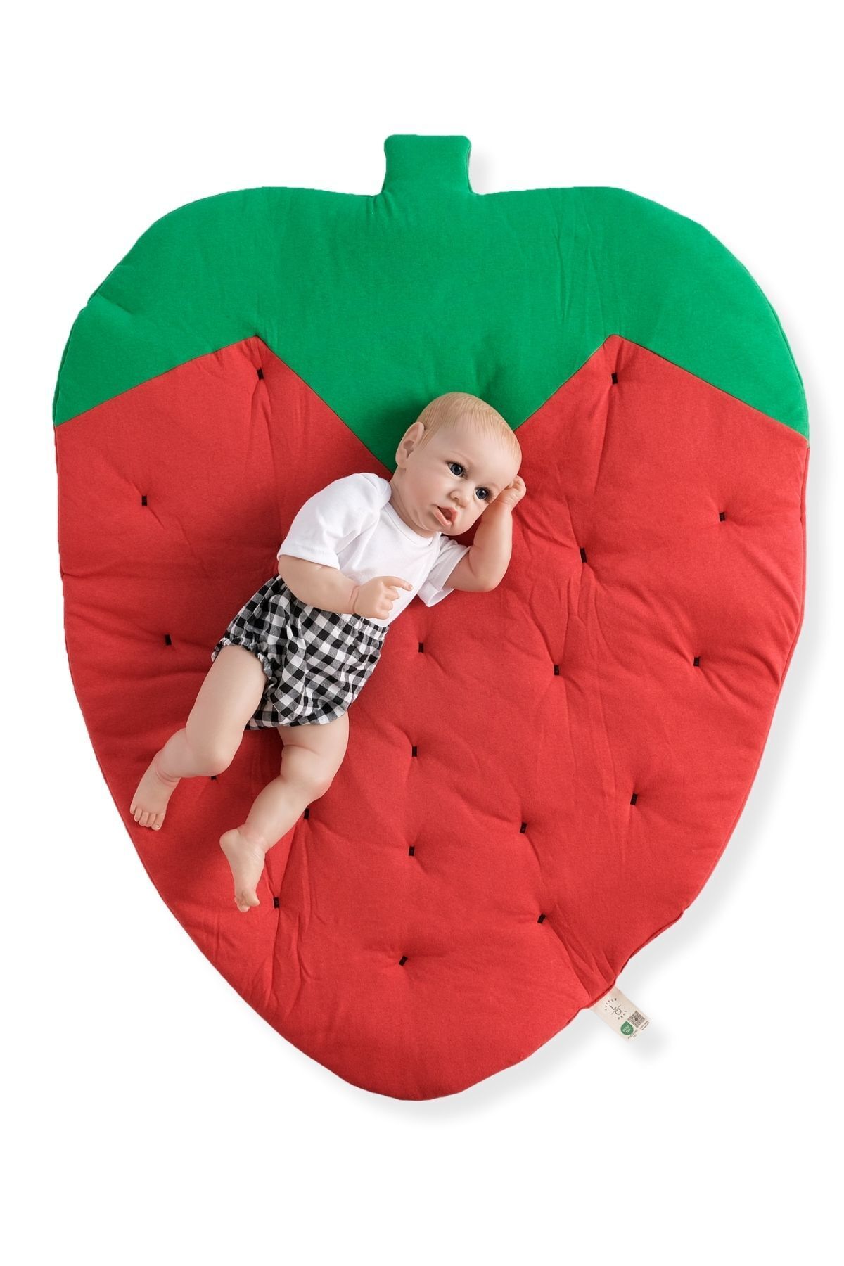 LITTLE DEDI Bebek Ve Çocuk Oyun Halısı, Çok Amaçlı Minder, Aktivite Matı Çilek Kırmızı - 75x100 fotoğrafı 3 (önizleme)