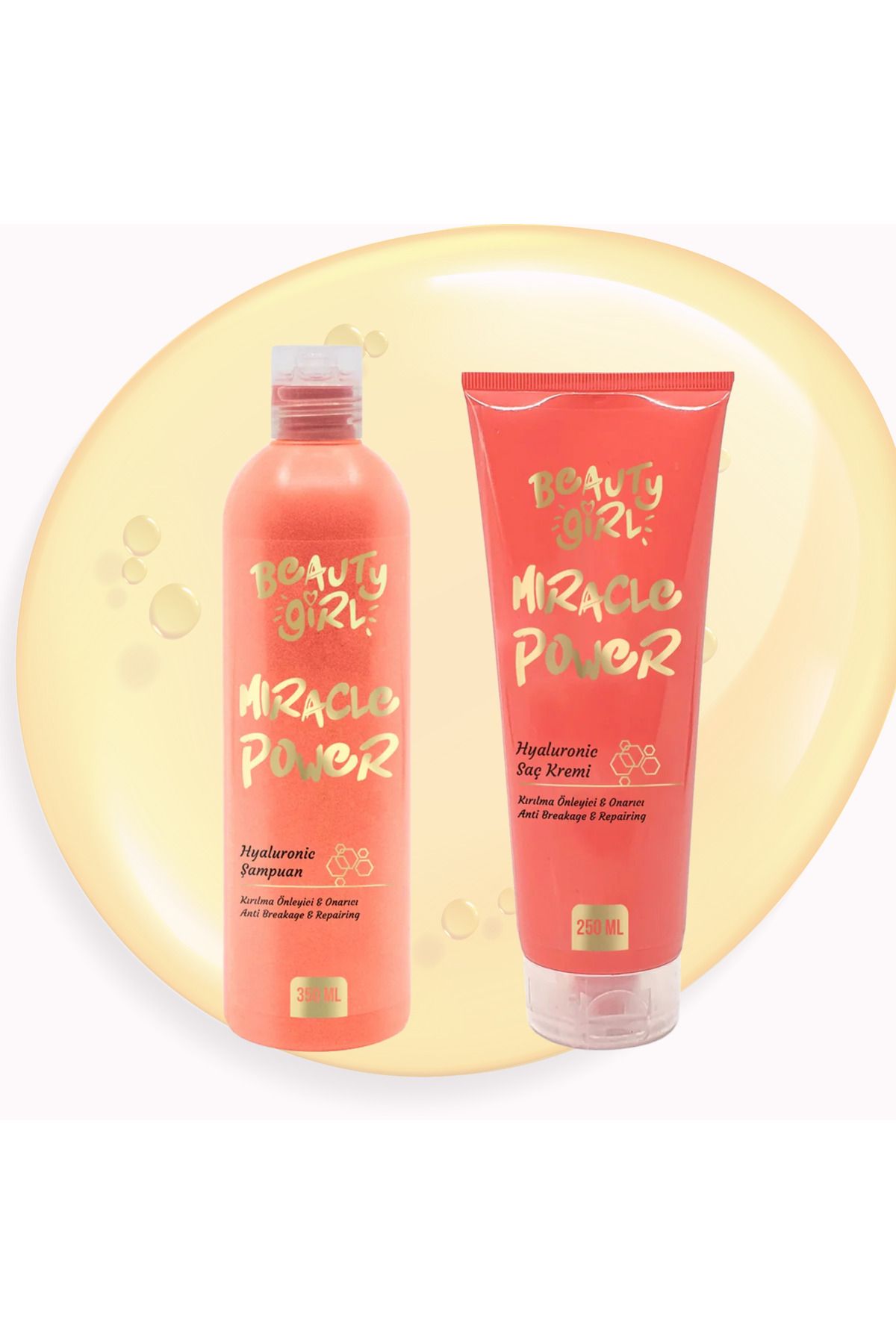 beauty girl Hyaluronik Şampuan 350 ml - Saç Kremi Hyaluronik 250 ml 2li Set