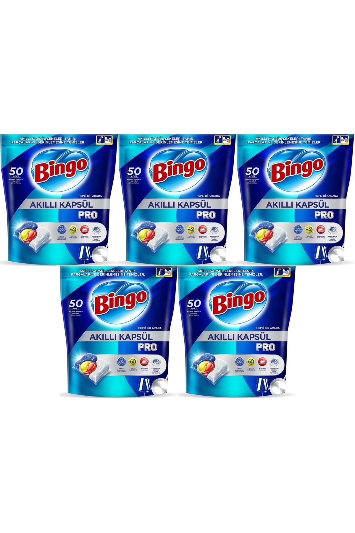 Bingo Akıllı Kapsül Pro Bulaşık Makinesi Deterjanı Tableti 250 Adet Limon Kokulu (5PK*50)