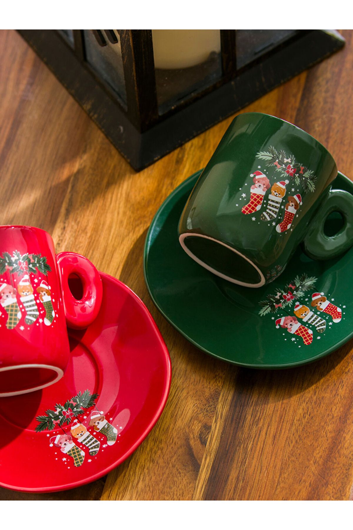LC Waikiki-Mixed Printed New Year Themed Porcelain Coffee Cup Set 90 ml 4