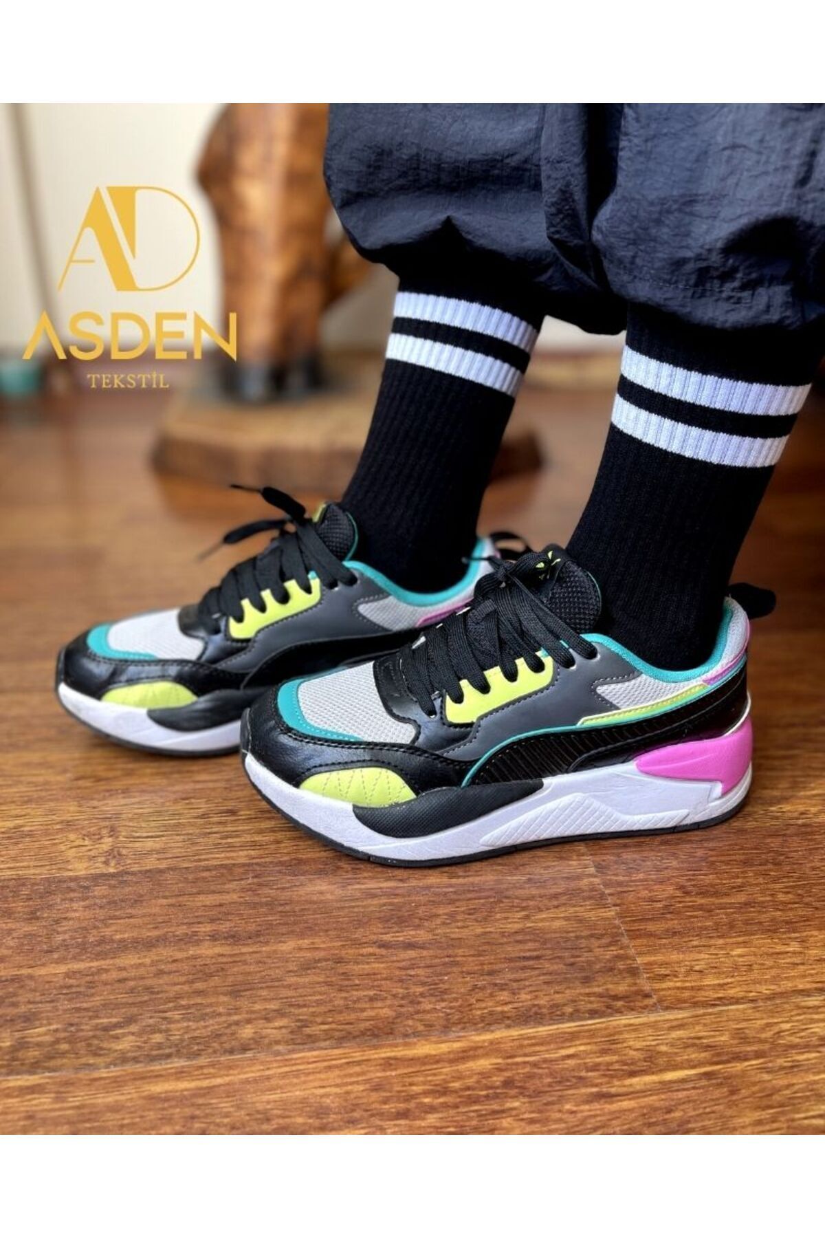 ASDEN Unisex Bambu Kolej Tenis Çorap Premium, Beyaz Çizgili 3'lü Paket görsel 3