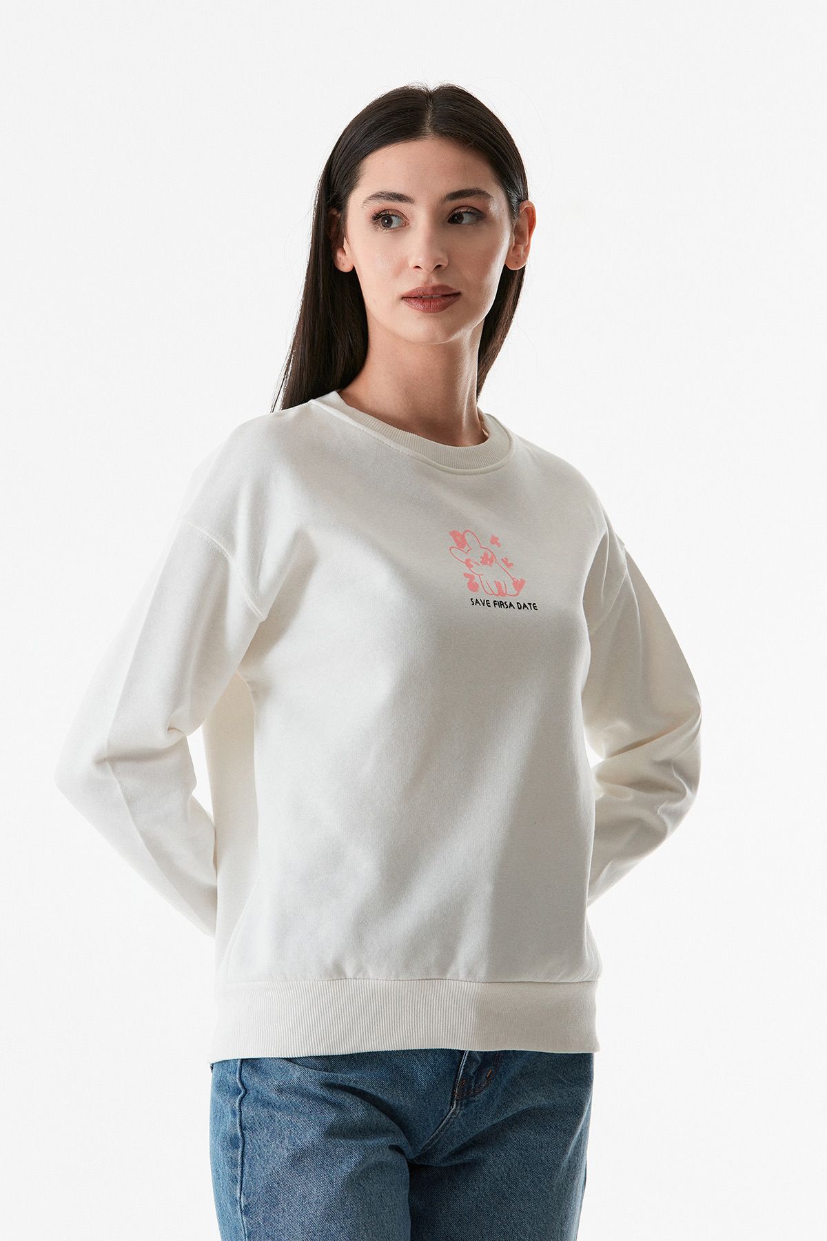 Fulla Moda-Printed Crew Neck Sweatshirt 5