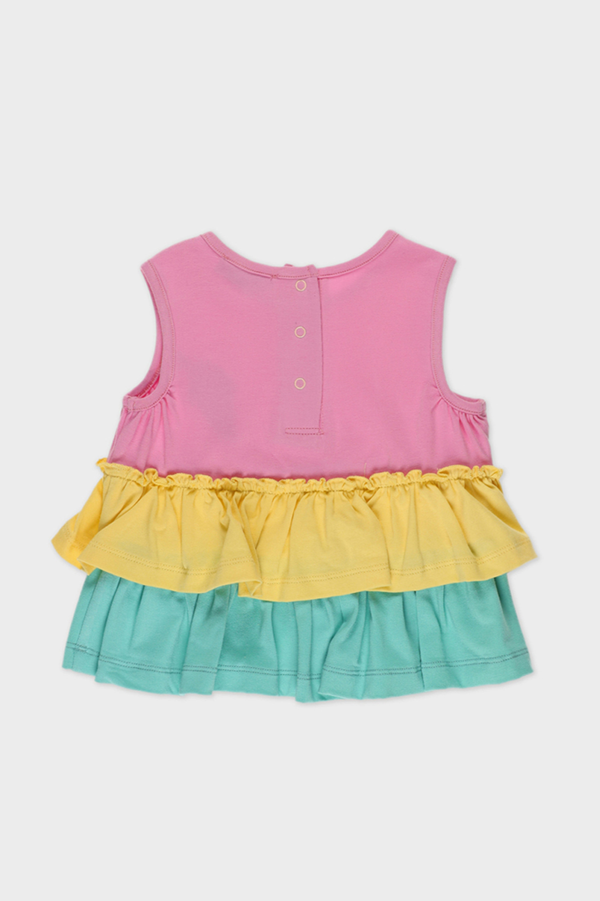 Panço Kız Bebek Blok Renkli Fırfırlı Pembe Atlet fotoğrafı 2 (önizleme)