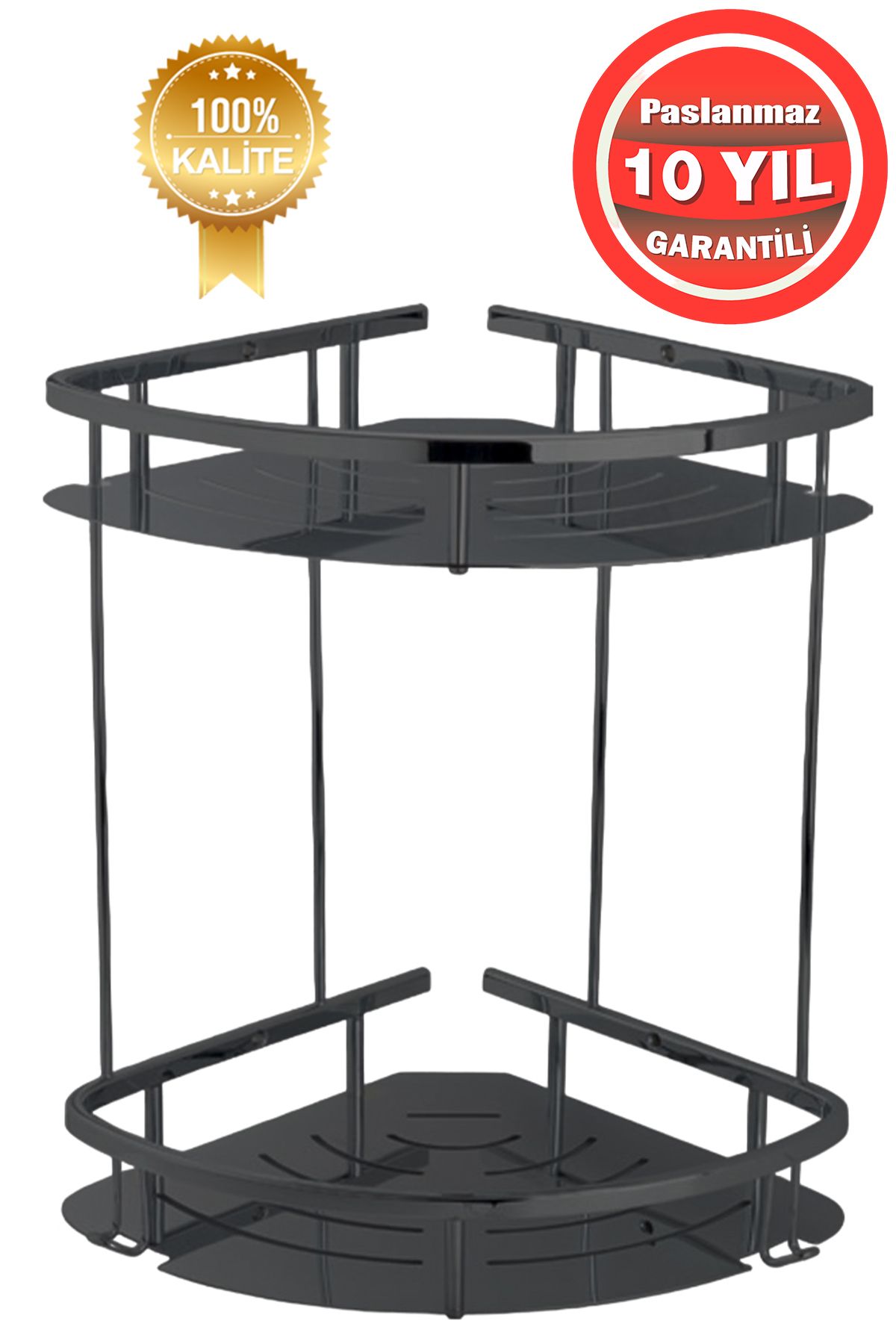 ÇELİK BANYO Paslanmaz Pirinç Marin Mat Siyah 2'li 19x19 Cm Şampuanlık Banyo Rafı Köşelik