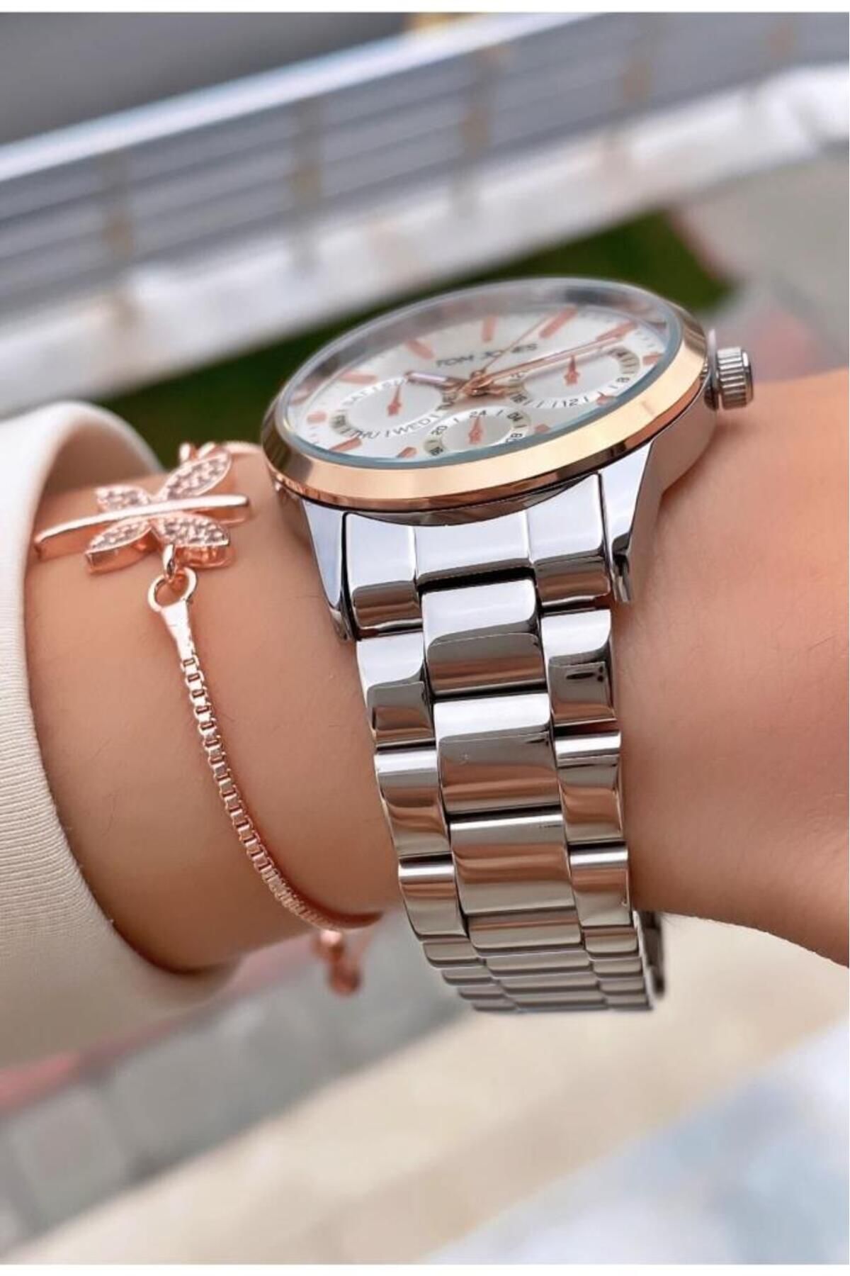 Tom Jones-Mrd12031 Rose Silver Color Women's Wristwatch with Bracelet Gift 4