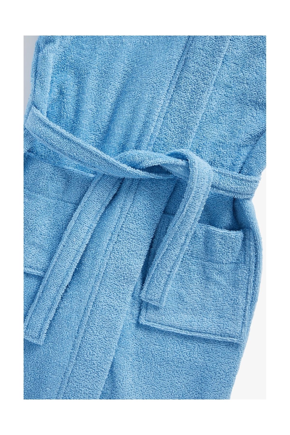 HENESSA TEKSTİL-Blue Hooded Children's Bathrobe 3