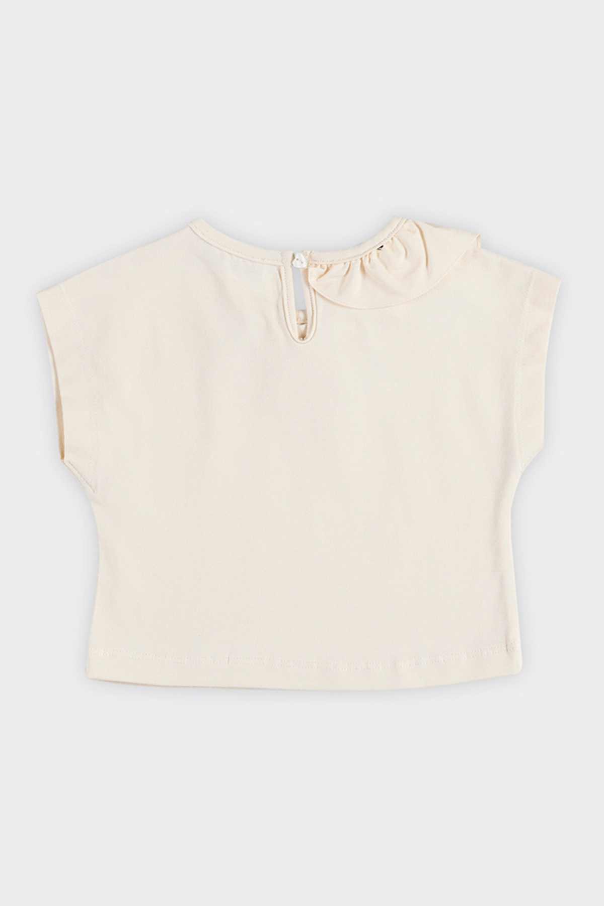 Panço Kız Bebek Yakası Fırfır Detaylı Bej Tişört fotoğrafı 2 (önizleme)