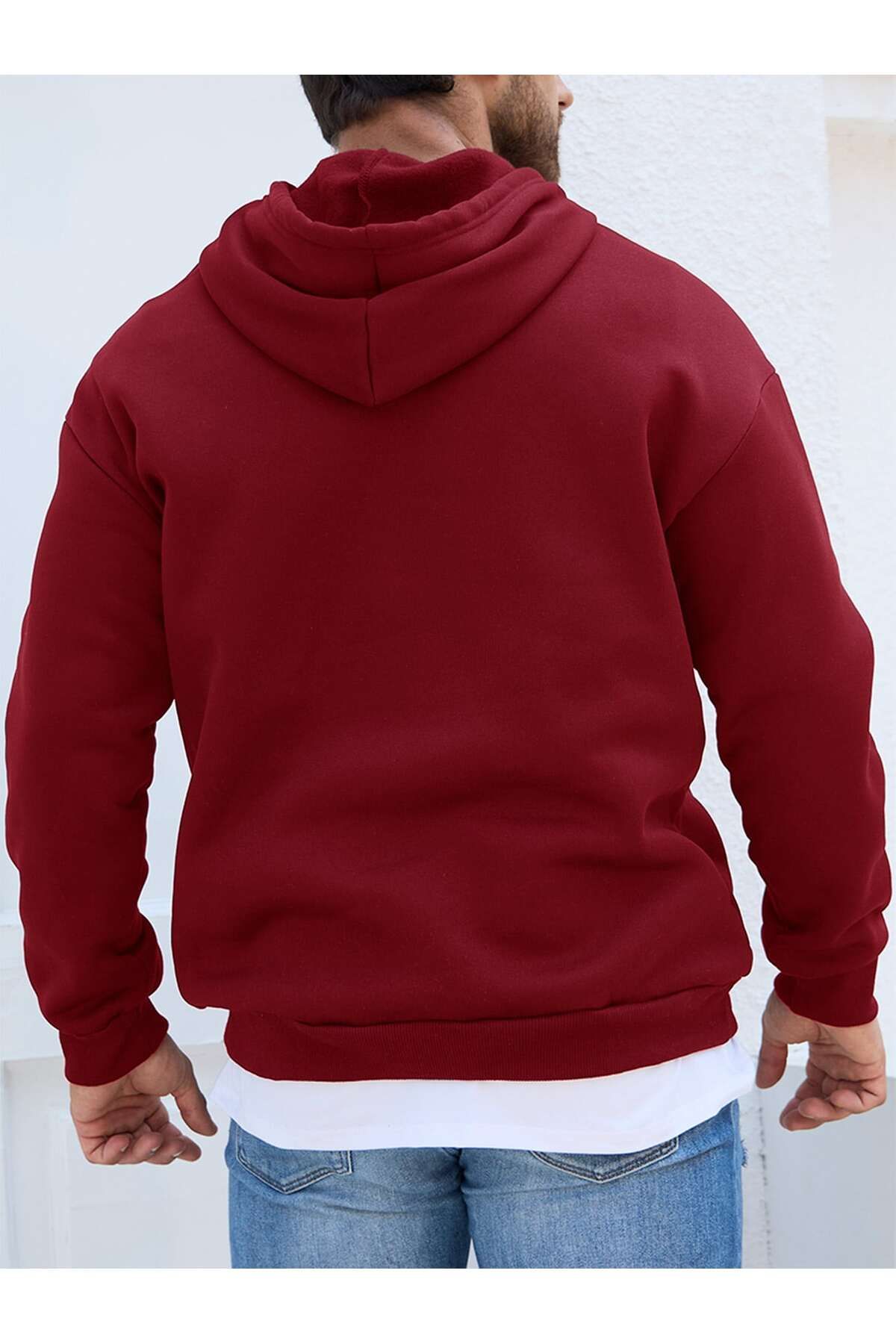 PENTHİLUS-Life Is an Adventure Mountain Front Printed Hooded Burgundy Sweatshirt Hoodie Oversize 2