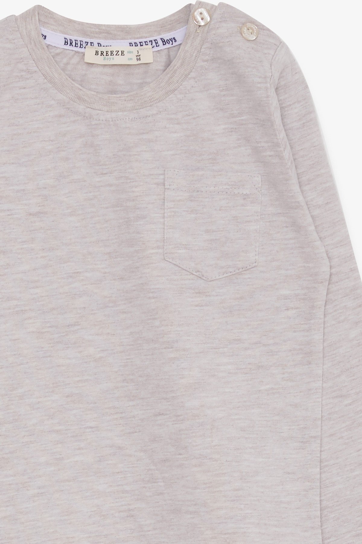 Breeze Erkek Bebek Uzun Kollu Tişört Cepli 9 Ay-3 Yaş, Bej Melanj fotoğrafı 3 (önizleme)