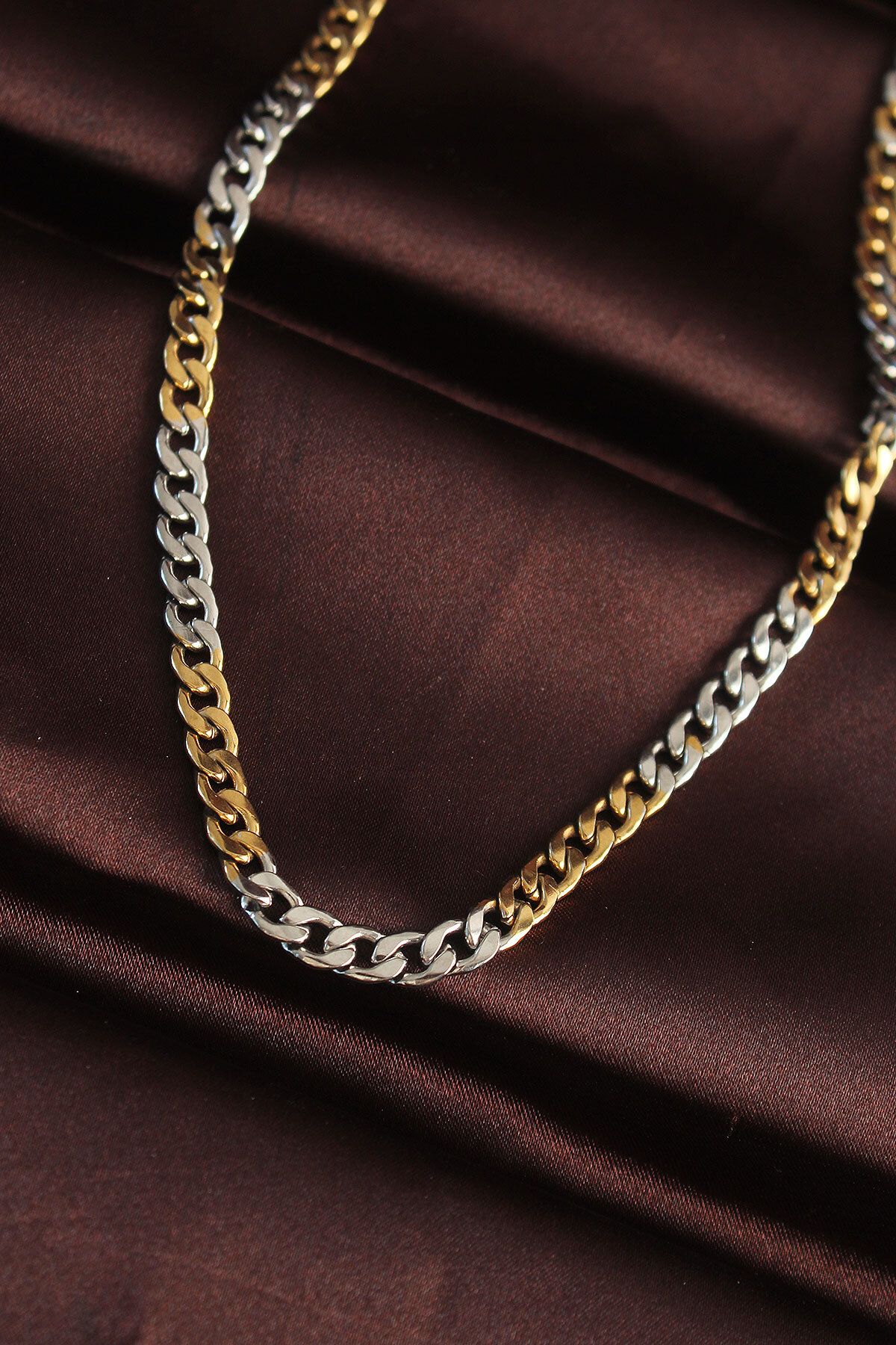 OEM 316L Çelik Gold Gümüş Renk Kuş Gözü Zincirli Erkek Kolye