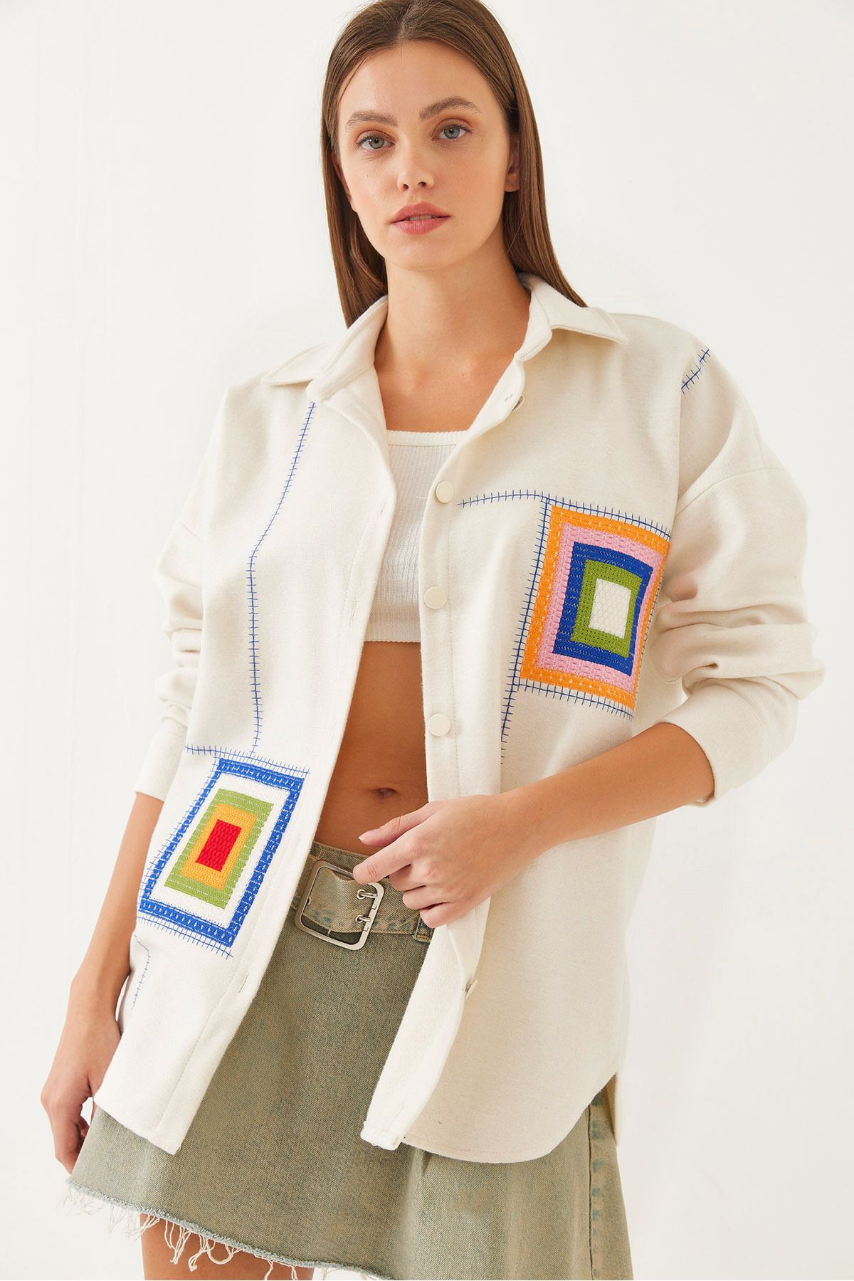 Bianco Lucci-Damen-Hemd mit Stickerei-Details 60351009 1