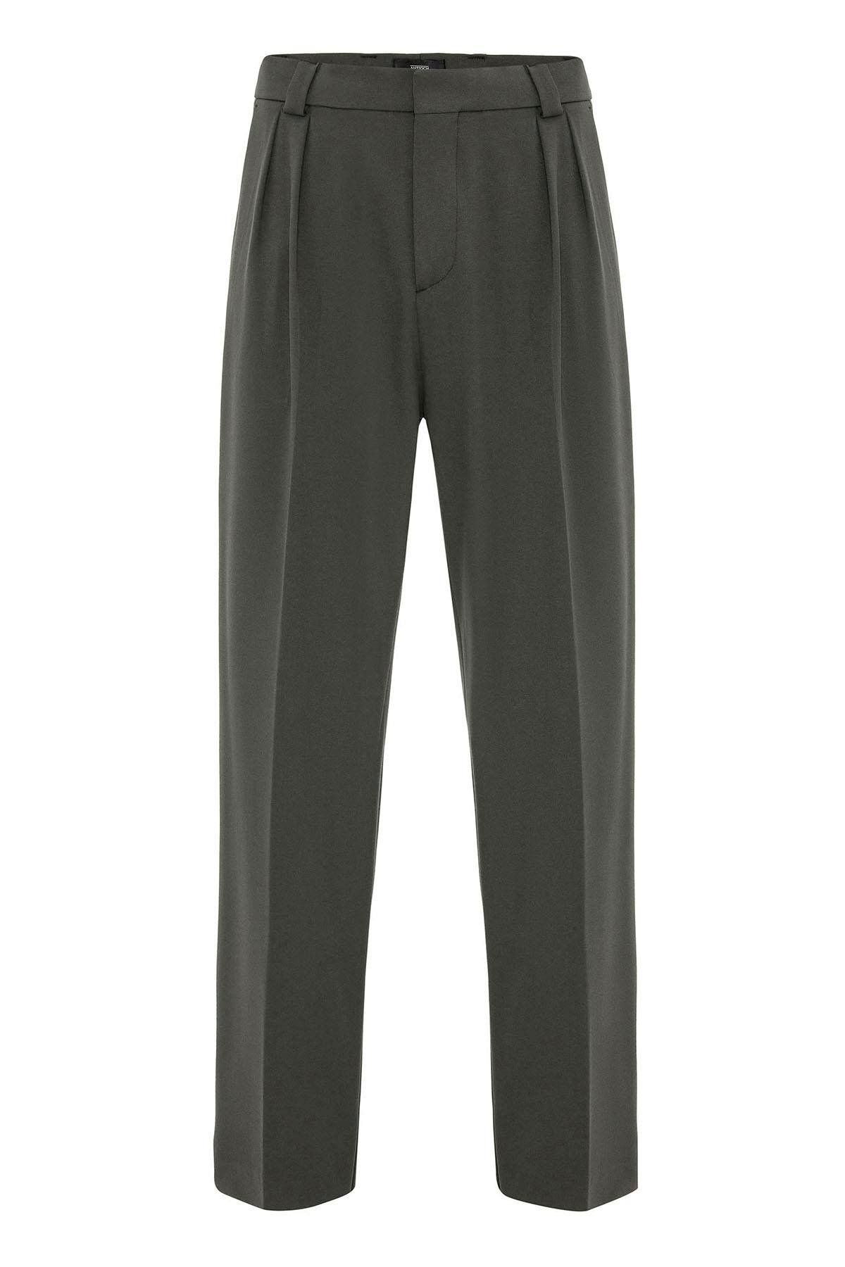 Antioch-Khaki High Waist Pleated Relaxed Fit Baggy Men's Trousers 6