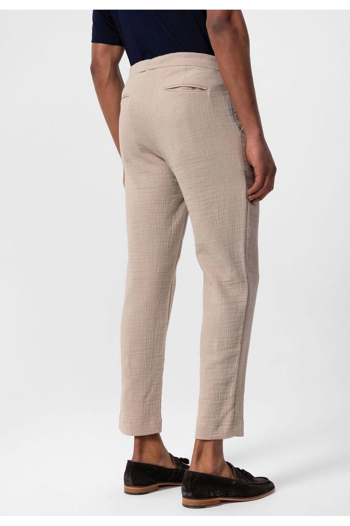 Antioch-Beige Men's Trousers - Regular Fit, Drawstring Waist 4