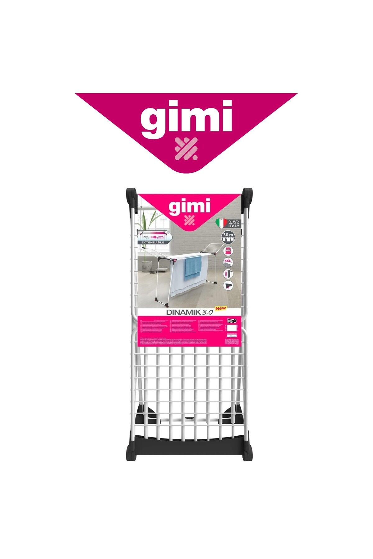 Gimi-Dinamic Clothes Airer - Versatile Drying Rack with Extendable Grid and 30-Meter Hanging Surface 2