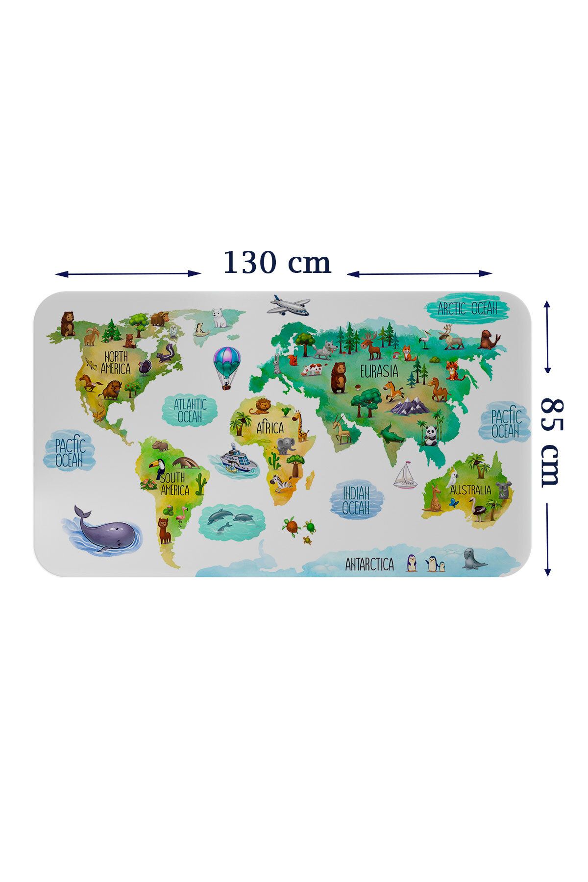 Atik Tasarım Eğitici Dünya Haritası Dünya Atlası Çocuk ve Bebek Odası Duvar Sticker-85x130-3807