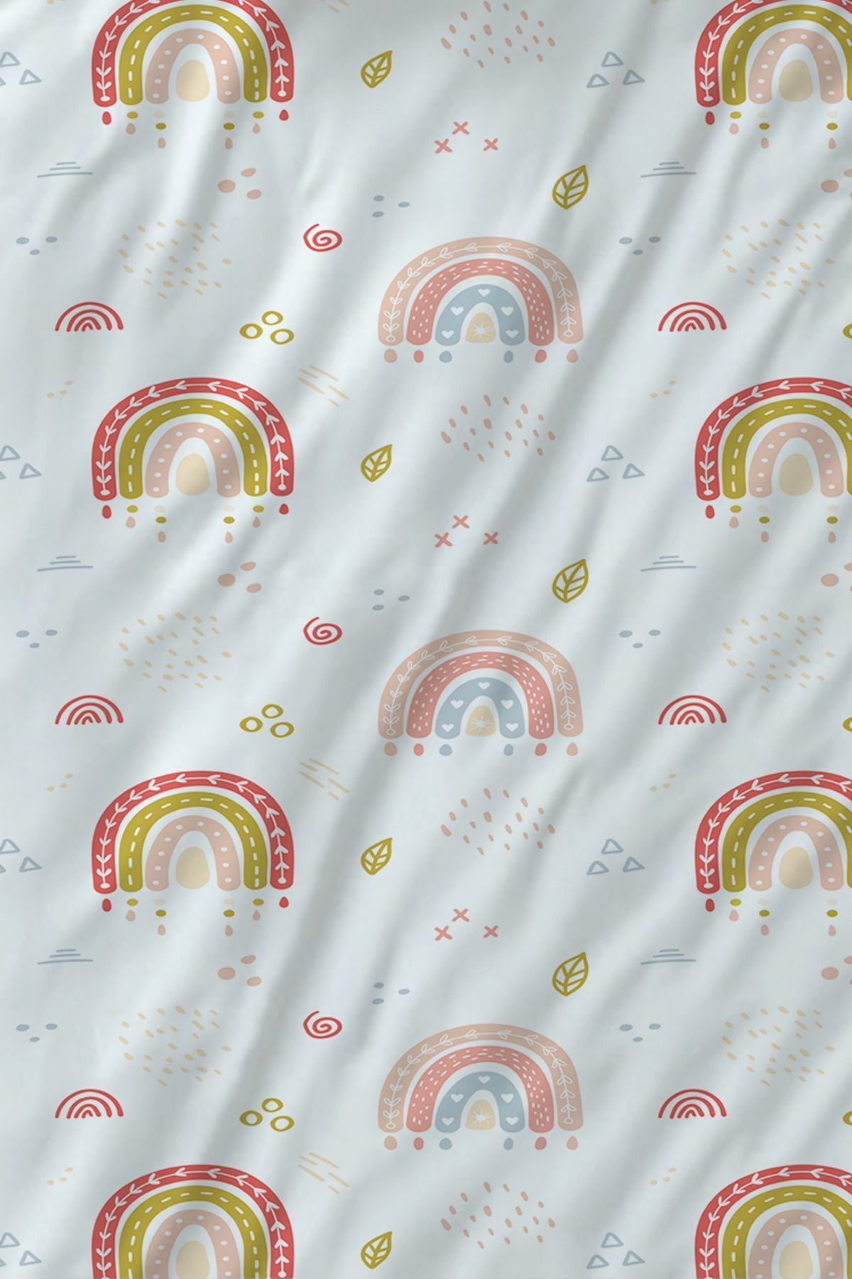 3D ELSE HALI-Minimal Rainbow Patterned Girl's Single Duvet Cover Set with Pillowcase 3