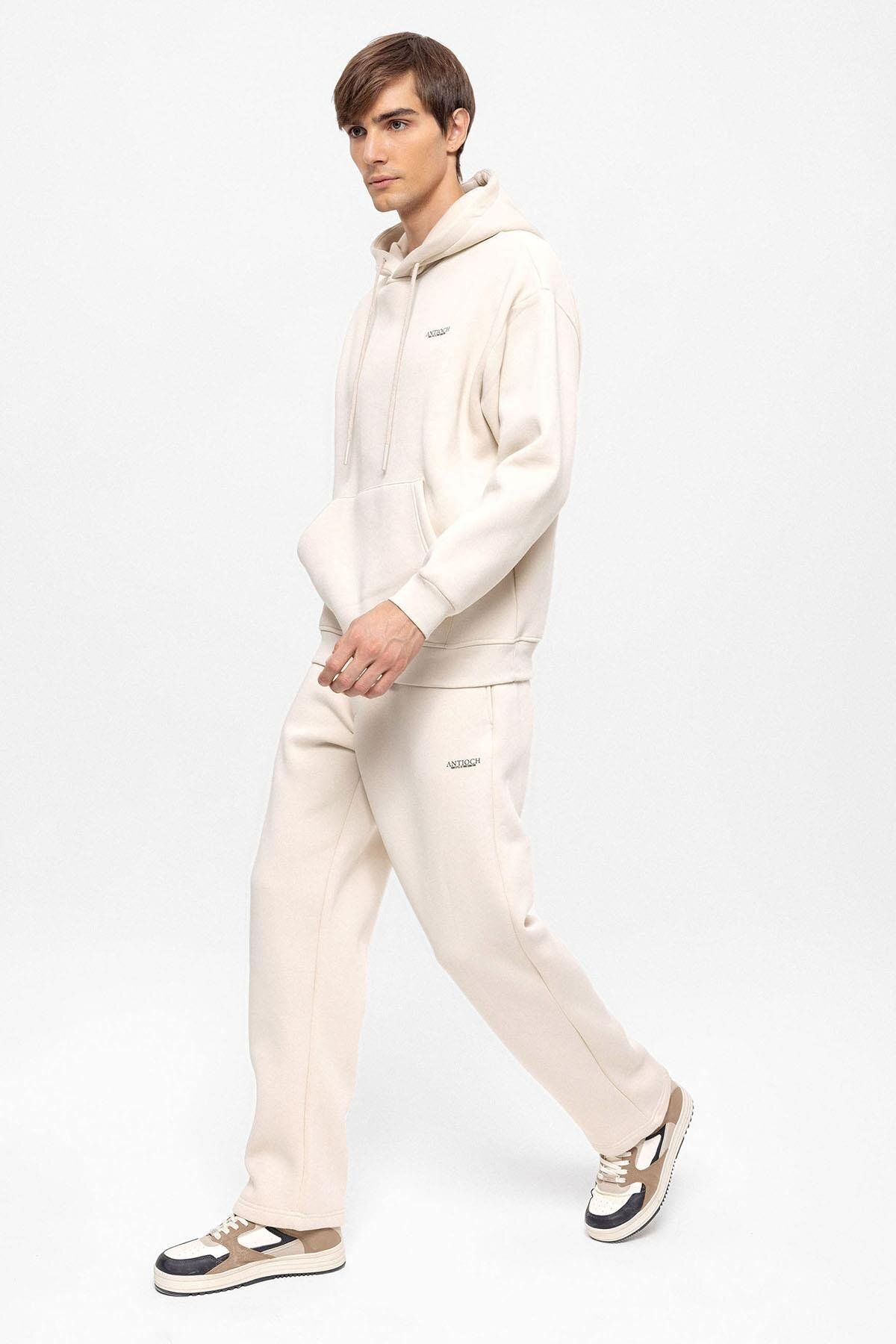 Antioch Set De Trening Pentru Bărbați Cu Imprimeu Regular Fit Bej Masculin - 2XL
