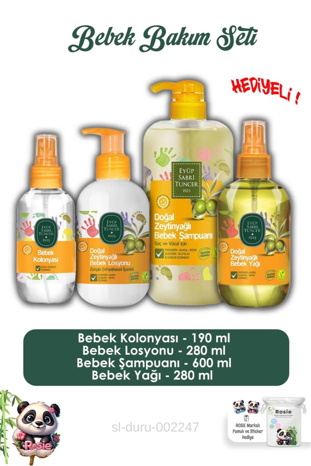 Eyüp Sabri Tuncer Bebek Bakım Seti, Natural Olive Oil Baby Shampoo, Baby Oıl, Baby Lotion And Baby Cologne ve ROSIE