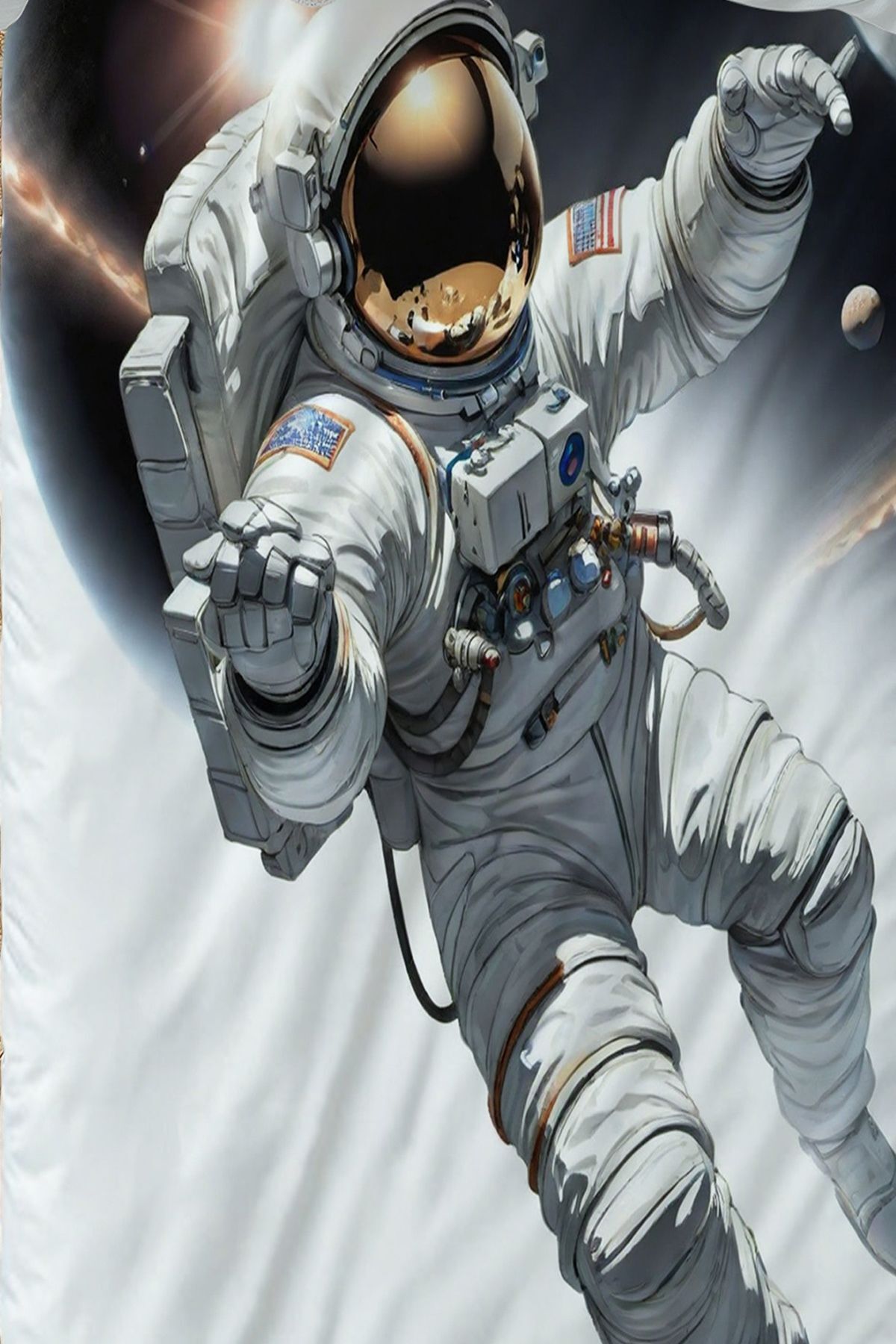 3D ELSE HALI-Boy's Single Duvet Cover Set - Astronaut and Cosmonaut Patterned, Pillowcase 3