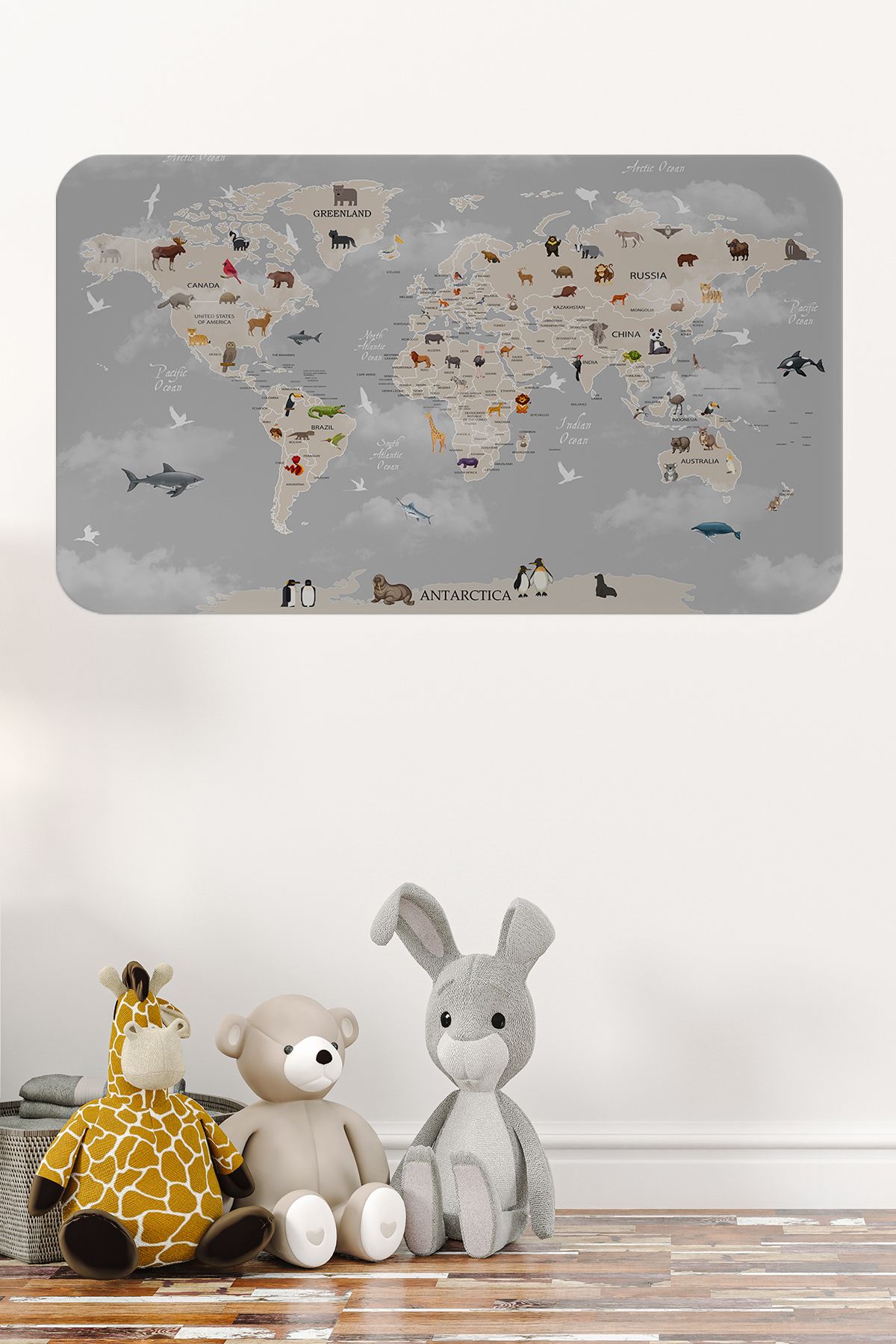 bluvex Eğitici Dünya Haritası Dünya Atlası Çocuk ve Bebek Odası Duvar Sticker-60x105-3793