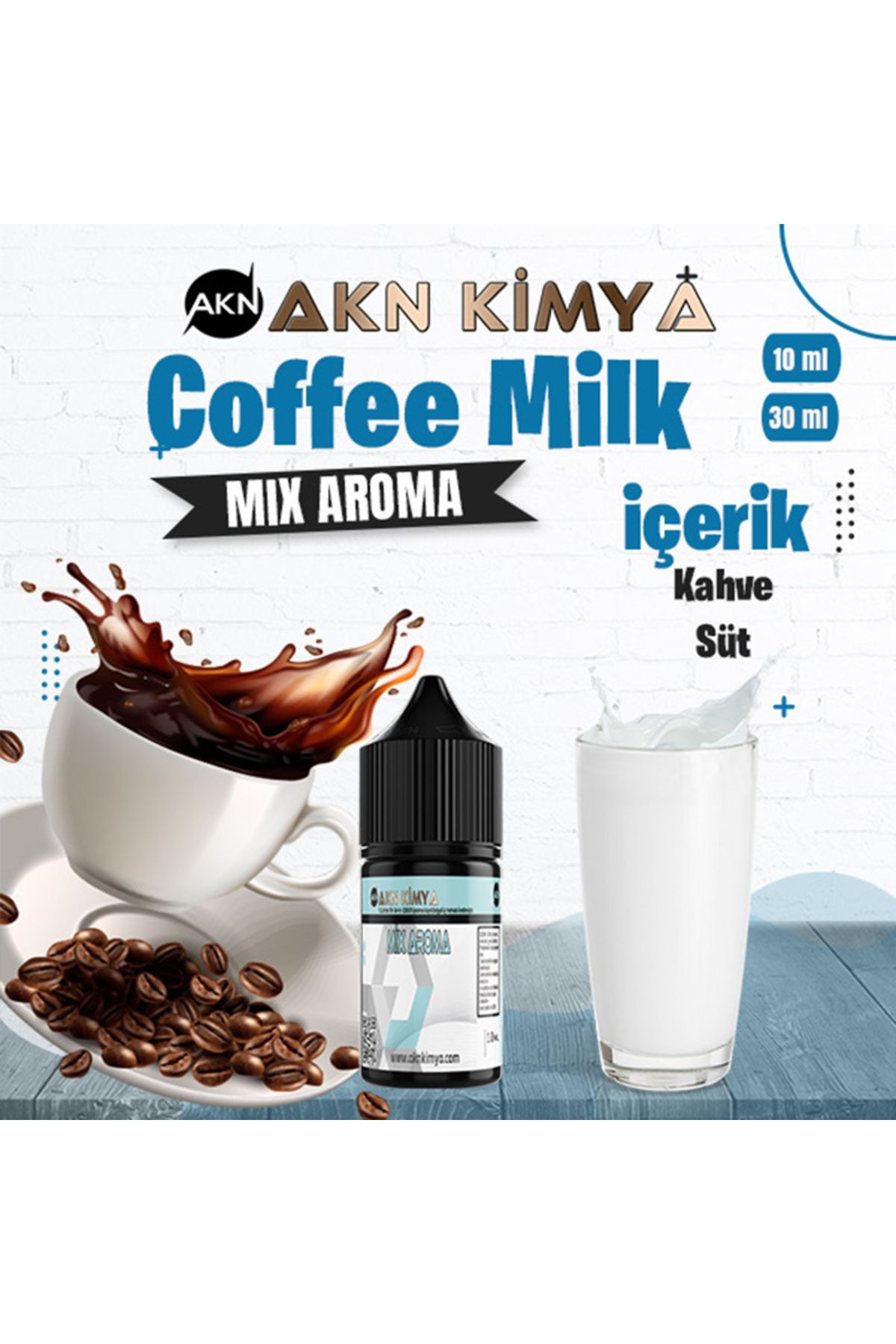 akn kimya Coffee Milk Mix Aroma Kahve Süt Gıda Aroması 10 ml