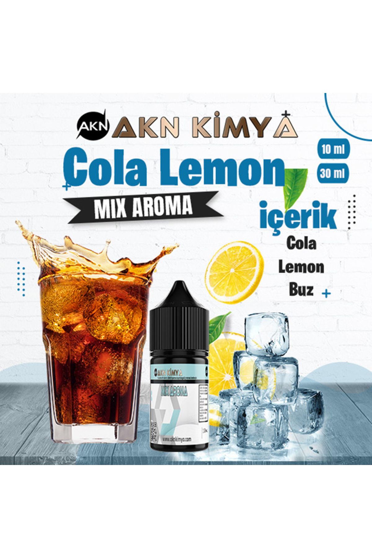 akn kimya Cola Lemon Mix Aroma Cola Lemon Buz Gıda Aroması 10 ml